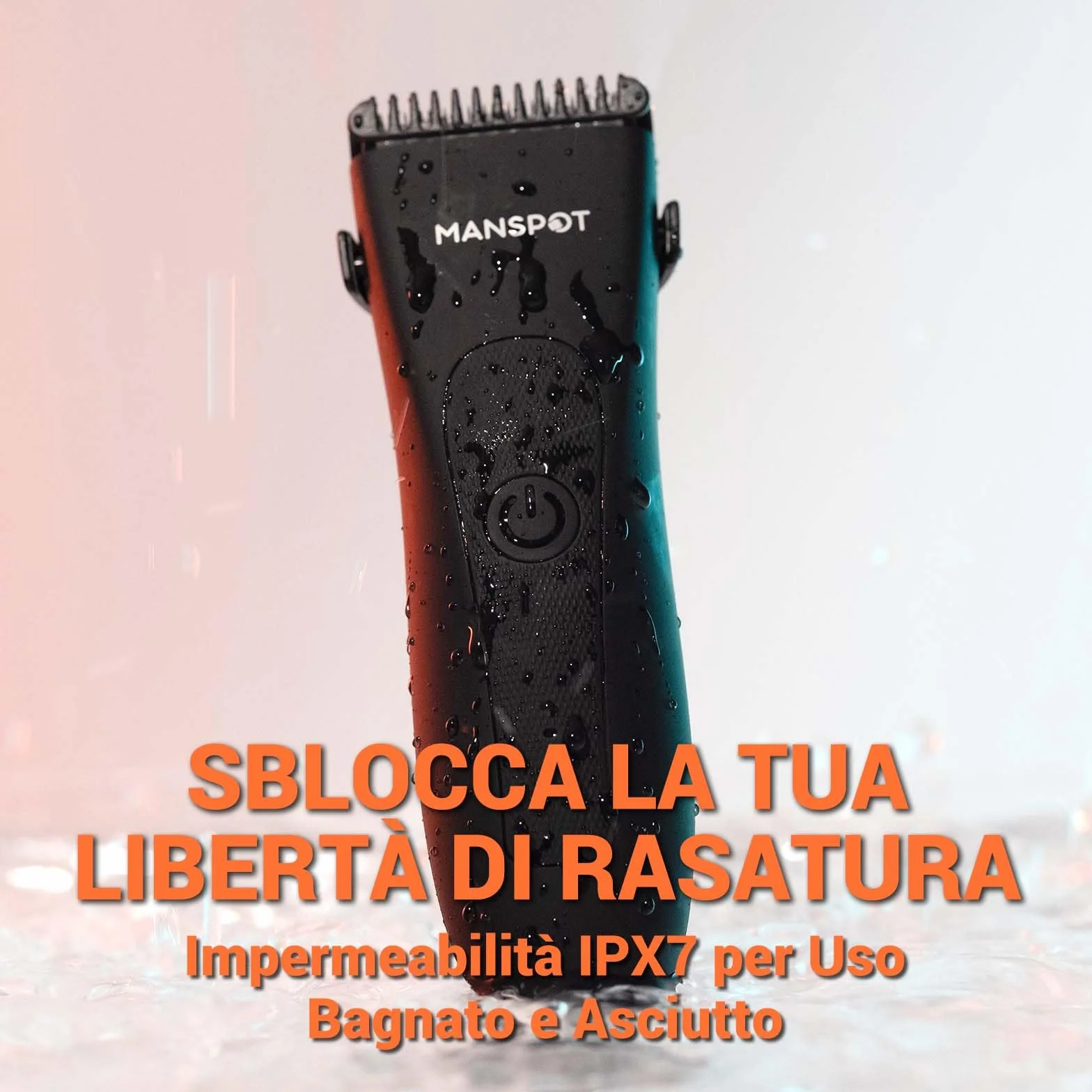MANSPOT Rasoio Elettrico Corpo Uomo Impermeabile IPX8, Depilatore Corpo Uomo Umido e Asciutto