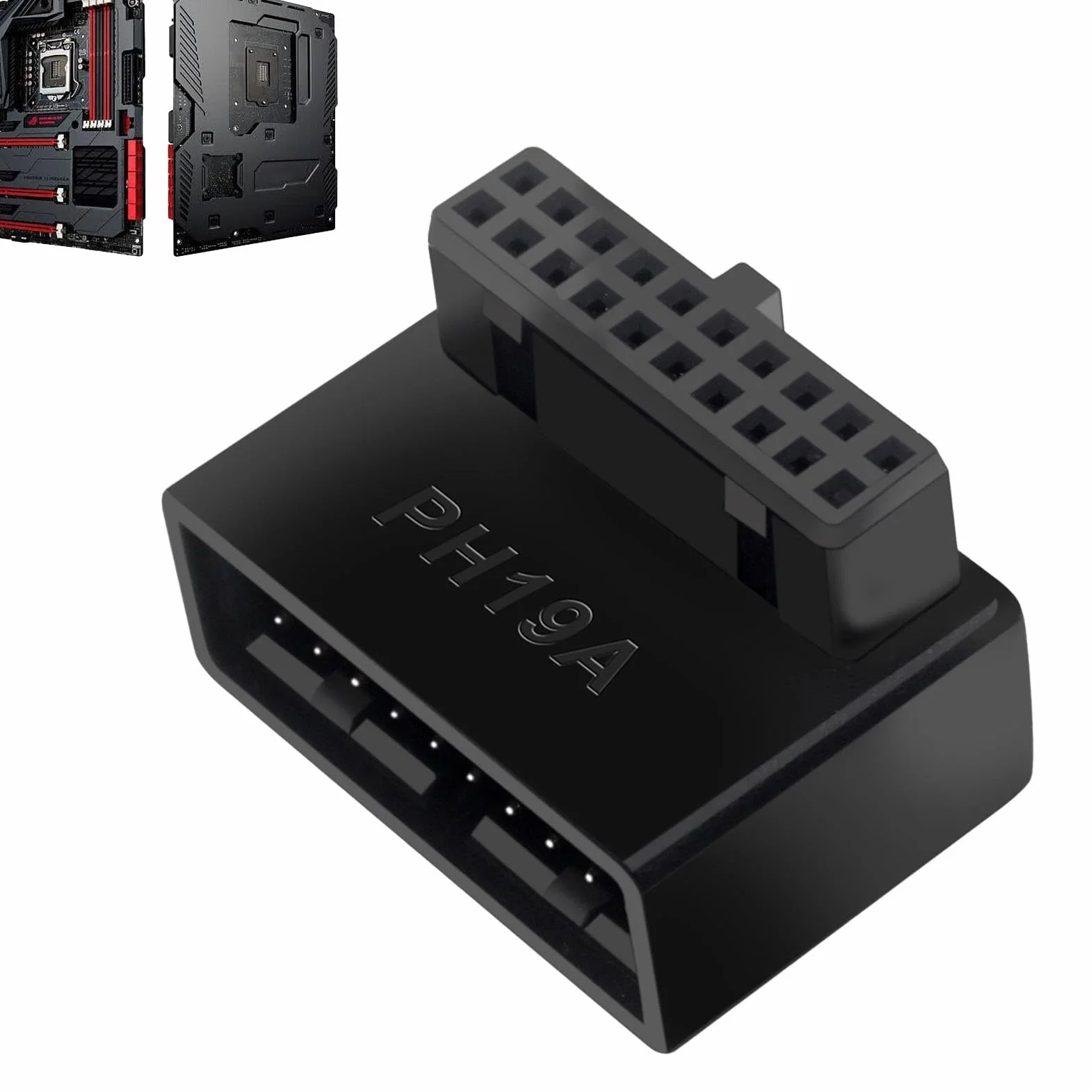 USB 3.0 Motherboard Adapter 90 Degrees - L-Shaped Male to Female Connector | High-Speed 19-Pin/20-Pin Front Panel Header | Internal Cable Extension for Desktop Motherboards | USB Adapter