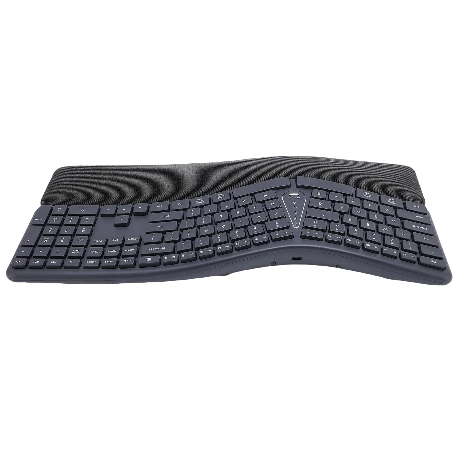 ASHATA Tastiera ergonomica senza fili, tastiera divisa con poggiapolsi e doppia modalità 2.4 G, durata della batteria 200 ore, inclinazione regolabile, 3 angoli per PC portatile