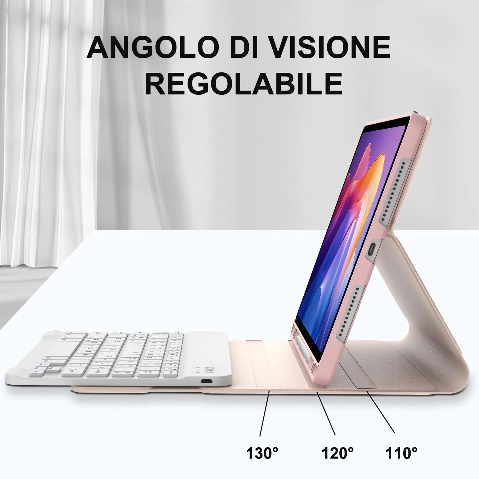 JADEMALL Custodia con Tastiera per Redmi Pad 2 11" 2025, Italiano QWERTY Tastiera Bluetooth Magnetica Staccabile per Redmi Pad 2 11 Pollici 2025, Rosa