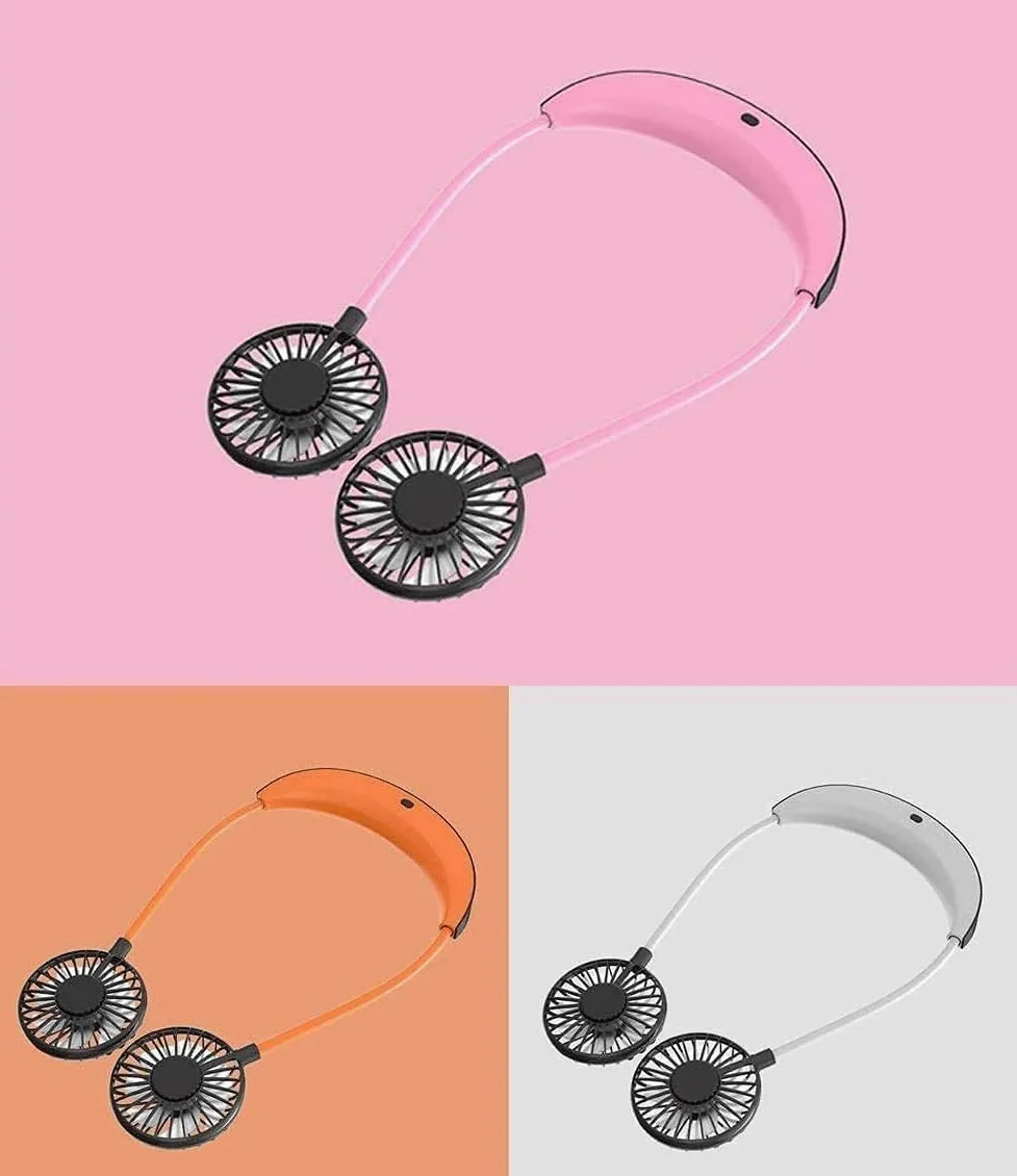 Ventilatore portatile Ventilatore a collo libero a mano libera, Mini ventilatore personale USB Ventilatore sportivo indossabile, 3 velocità, Ricaricabile tramite USB, Molto adatto per bambini, Ufficio