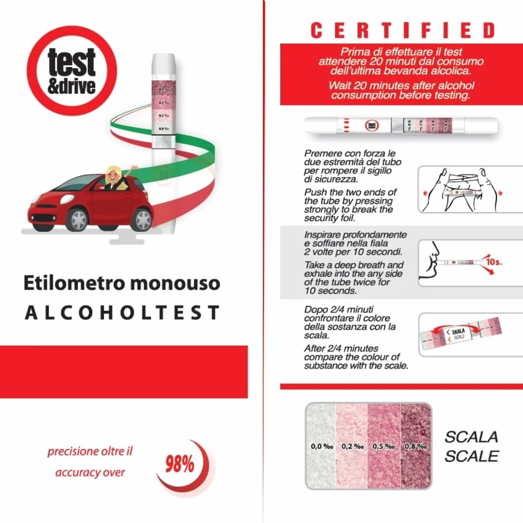Alcol Test Etilometro Certificato Comunità Europea 1 sztuka