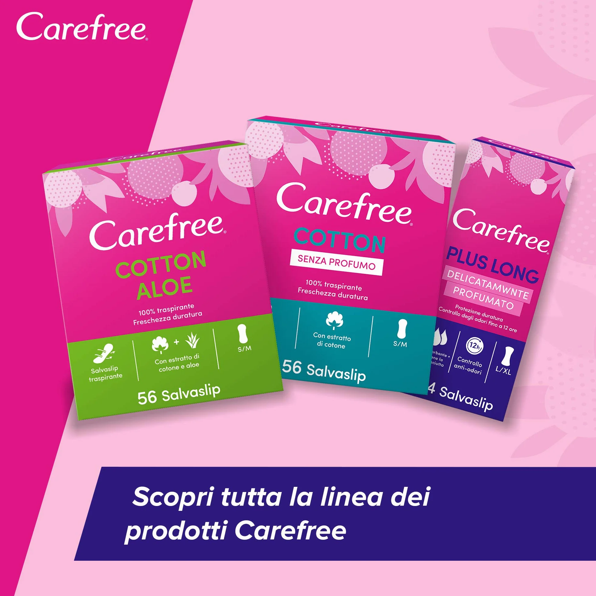 Carefree Salvaslip Plus Large Fragranza Delicata 48 salvaslip donna extra ampio controllo odori super assorbenti