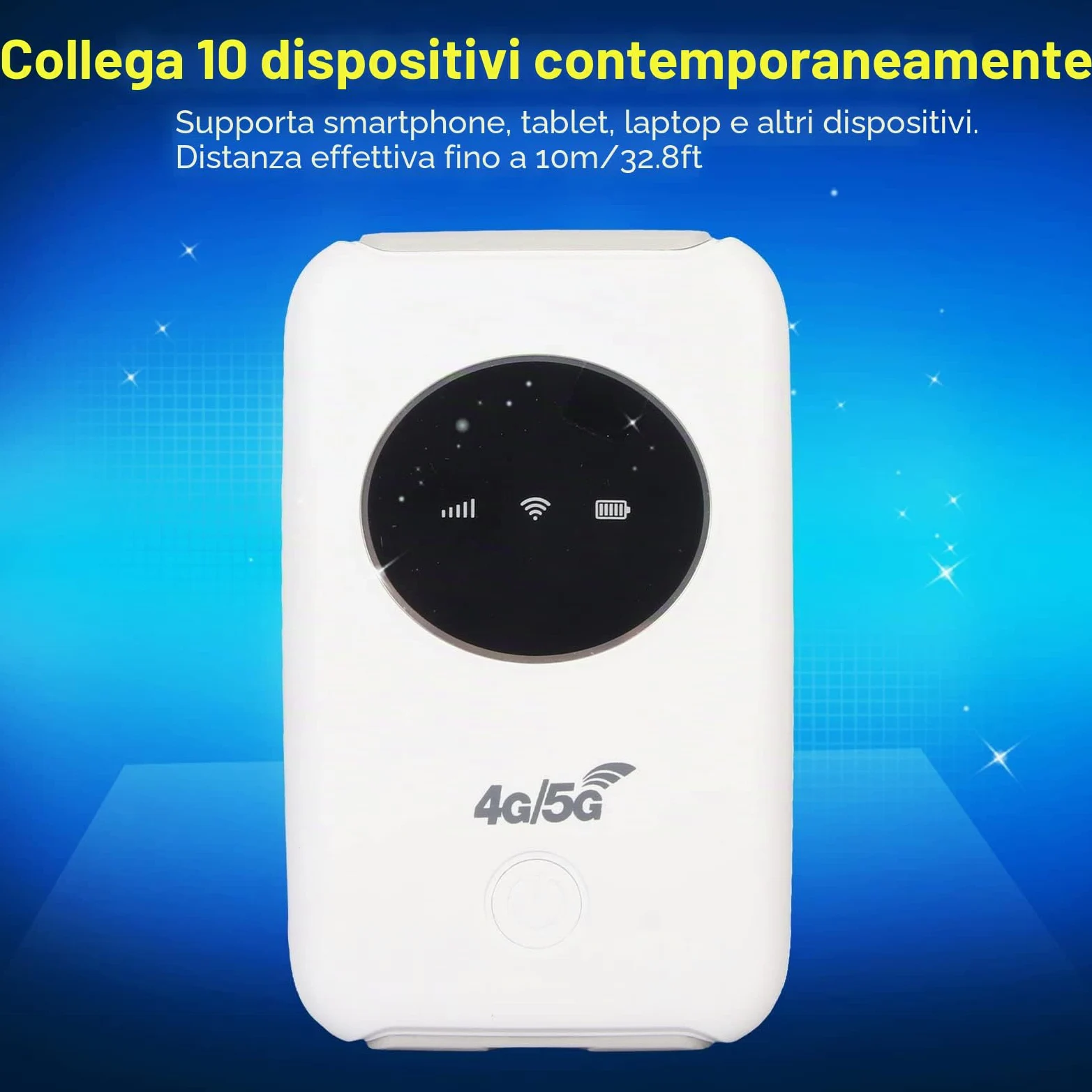 Jectse 4G LTE Modem WiFi USB, Portable Router Sbloccato With SIM Card Slot, 300 Mbps 10 Devices Mini Hotspot Mobile Integrato 3200MAh