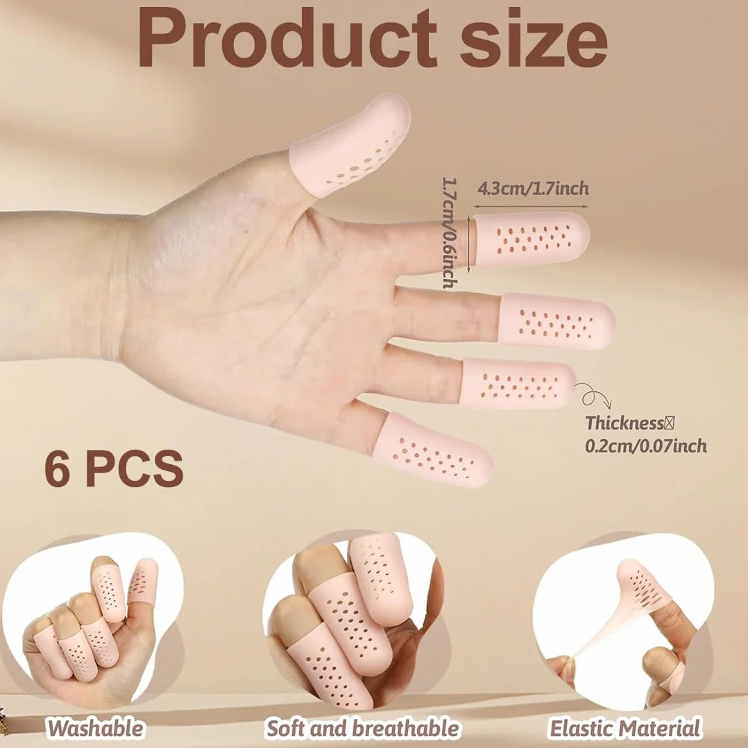 12 Pezzi Protezioni per Dita in Silicone, Gel Manicotti per Pollici, Elastici, Colore Pelle