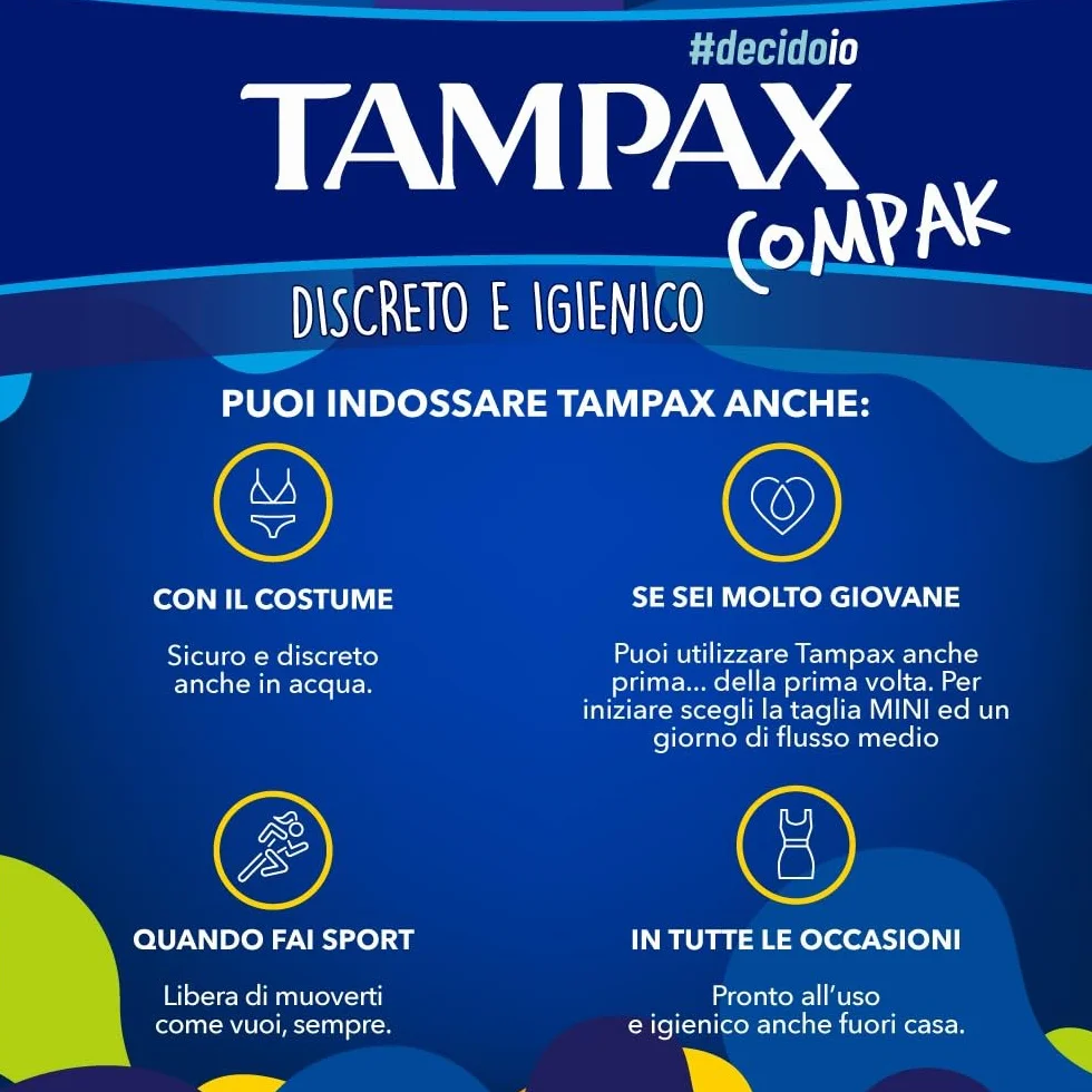 TAMPAX COMPAK super 24 Assorbenti Interni Tascabili con Applicatore in Plastica