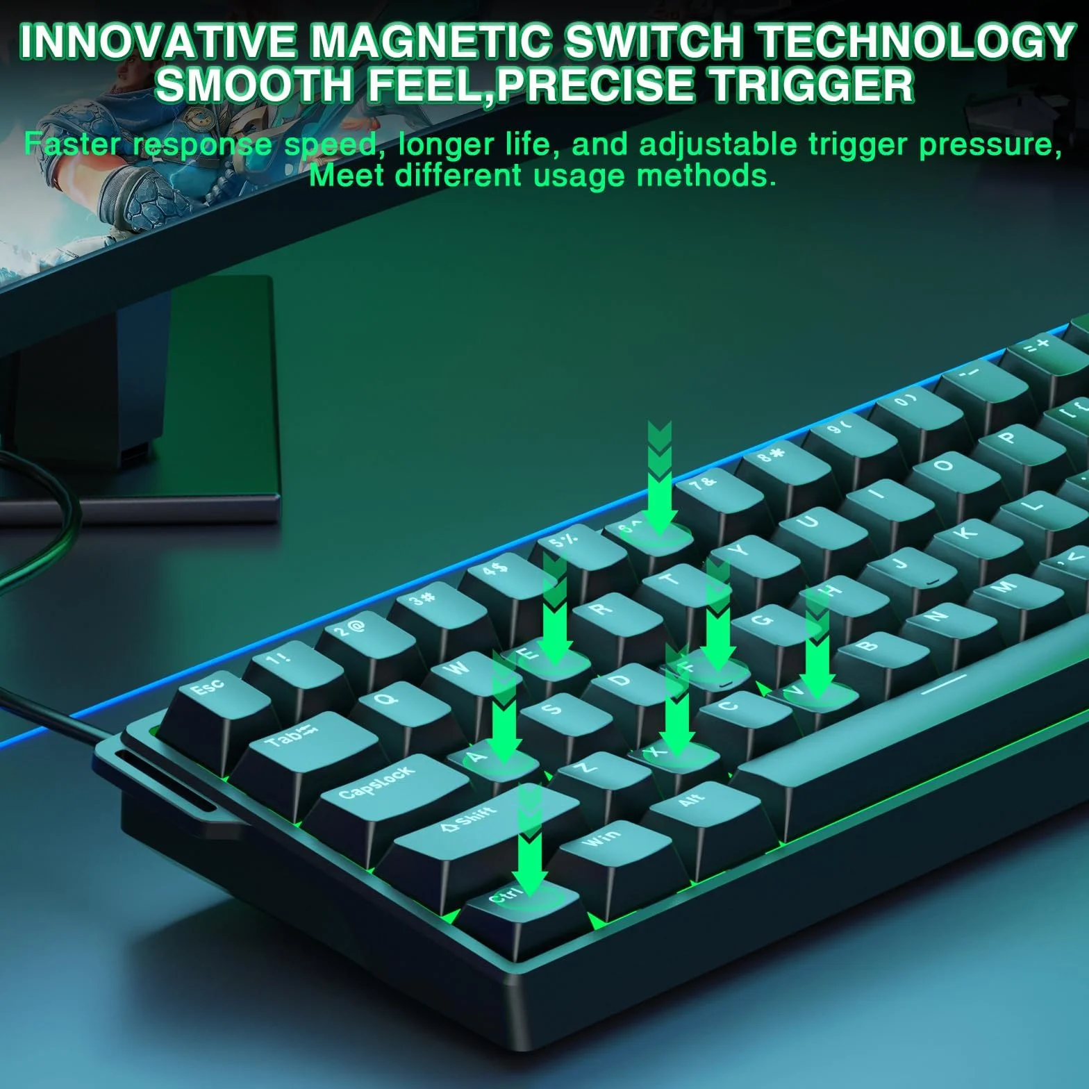 Aula WIN60 HE Tastiera Meccanica da Gioco 60% Cablata Interruttore Magnetico Hot-Swap 8000 Hz