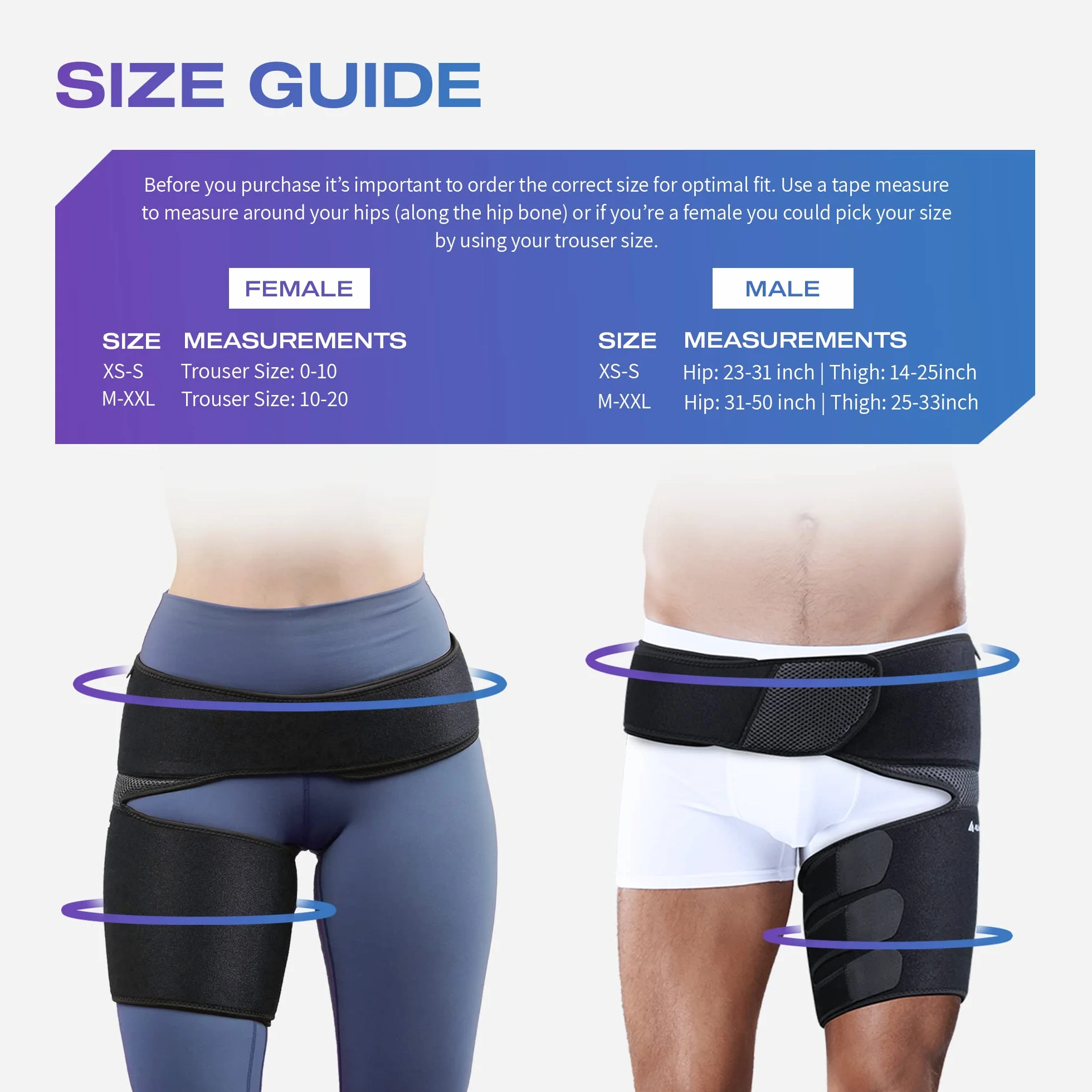 Supporto Per Inguine Anca Coscia Terapia Caldo Freddo Compressione Regolabile Unisex M-XXL