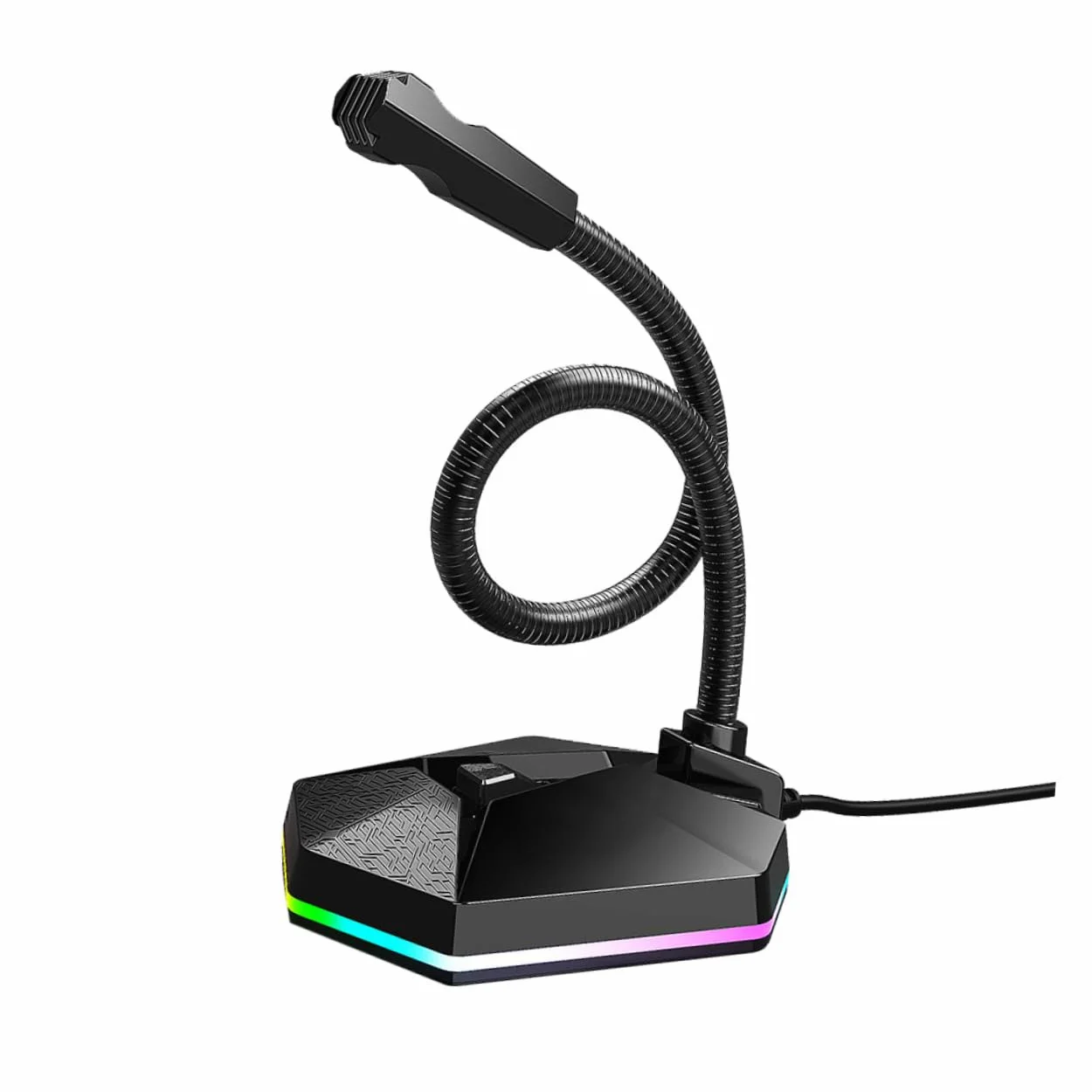 Abaodam Microfono USB da Scrivania Mini Flessibile Rgb Nero | Audio Nitido, Interfaccia Usb, Cavo da 1, 5m, per Videoconferenza e Casa