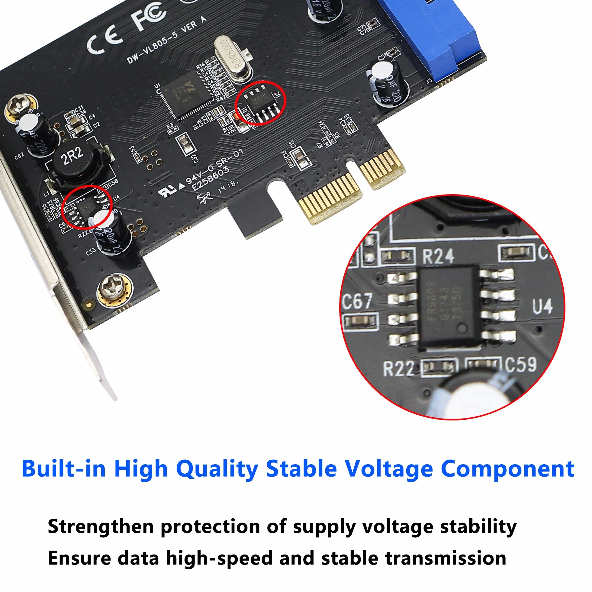 SINLOON PCI Express a doppia scheda USB 3.0 a 19 pin PCI-e a adattatore per porte maschio interno a 20 pin per PC (19 pin)