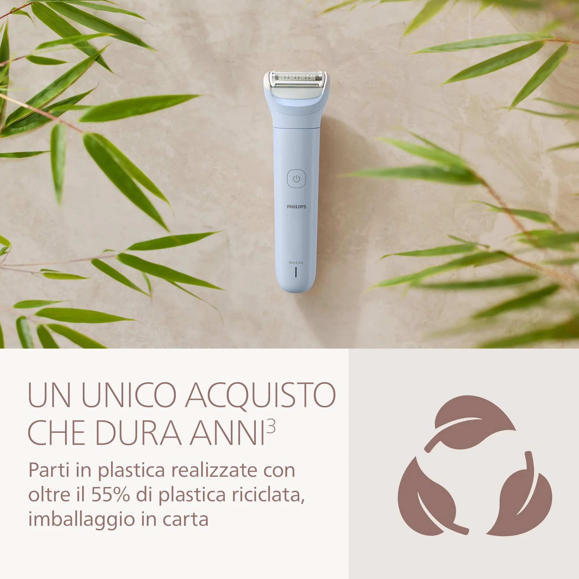 Philips Serie 6000 Rasoio senza filo Wet & Dry 3 lame corpo gambe 80 minuti BRL127/00
