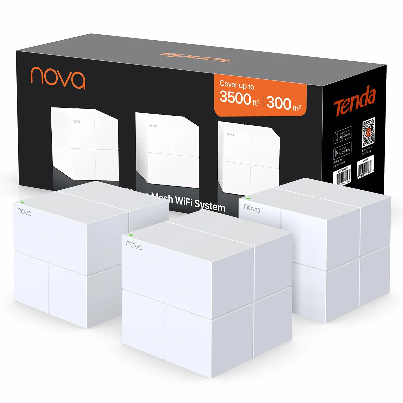 Tenda Nova MW6 WiFi Mesh, Dual Band AC1200, 2 Porte Ethernet Gigabit, Modalità Router e Access Point, Parental Control, 3 Pezzi con Copertura 300m
