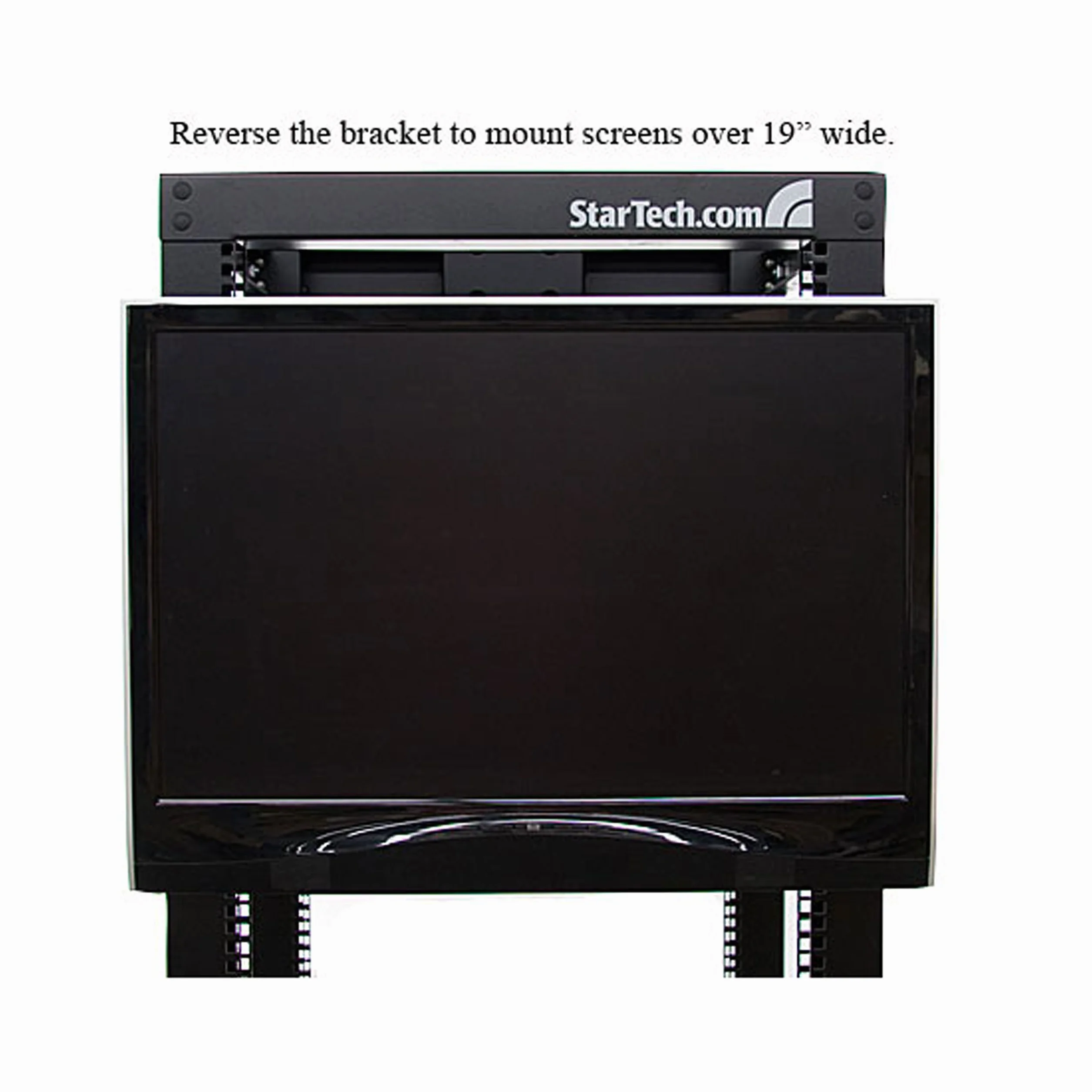 StarTech.com Staffa di montaggio 4U per display LCD VESA per armadi rack 19'', Supporto per monitor VESA universale in acciao pressato a freddo, Staffa 4U per server rack (RKLCDBK)