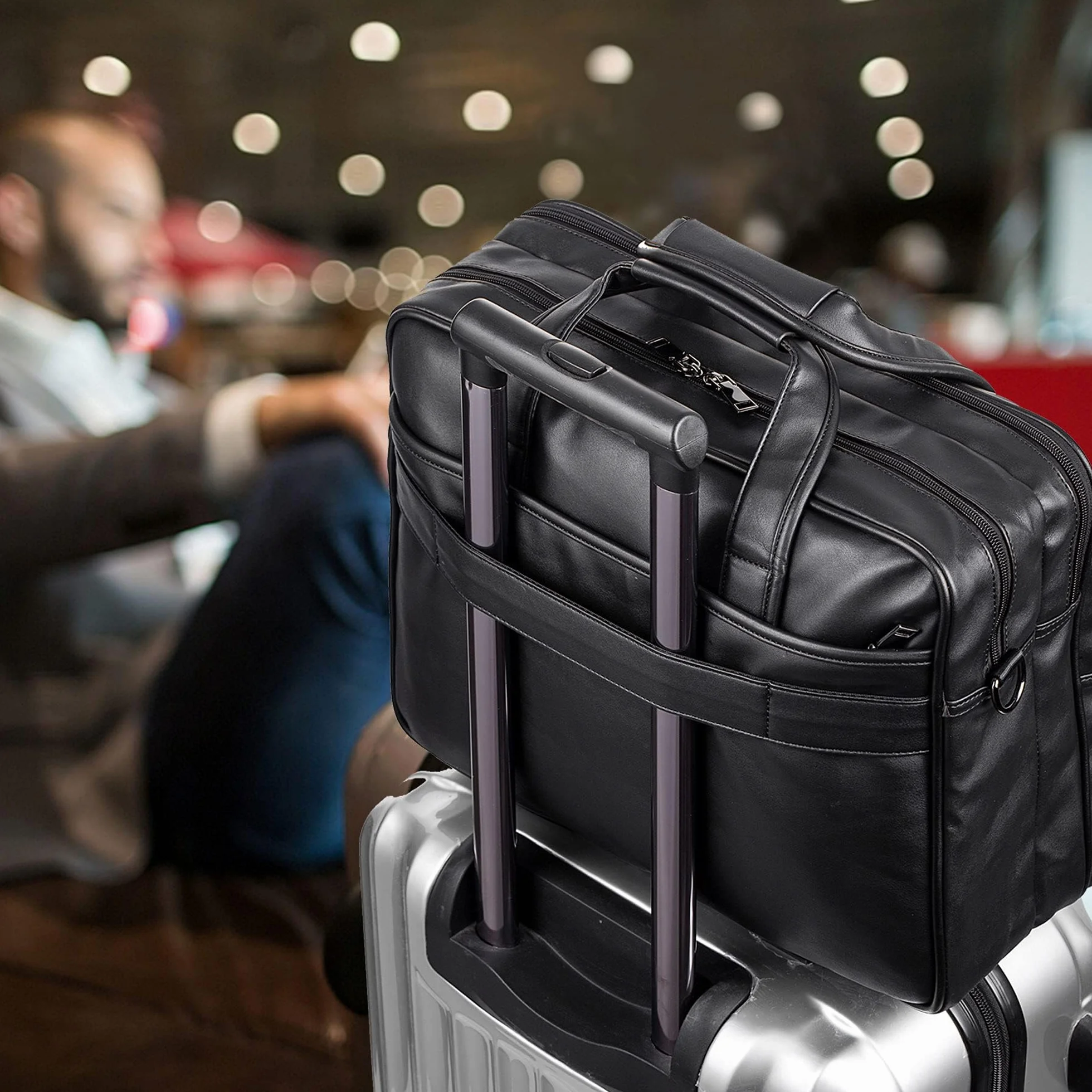 seyfocnia Borsa in pelle per laptop da uomo 15,6 pollici 17,3 pollici Messenger valigia Business Satchel Borsa a spalla per computer