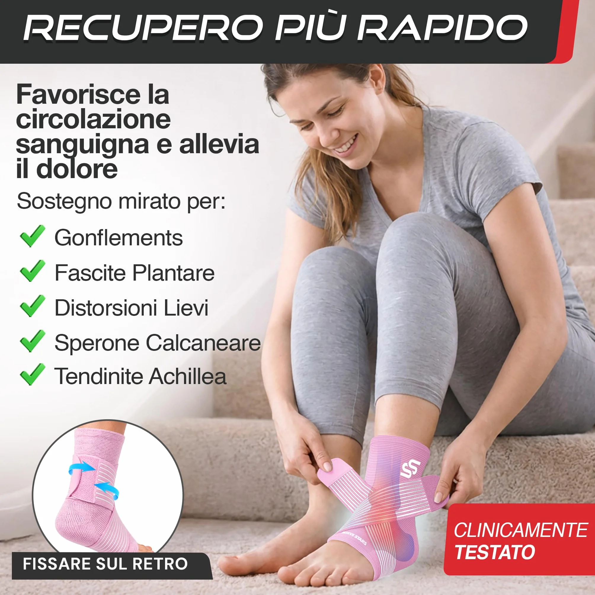 Cavigliera Ortopedica per Distorsione Sportiva Fascia Elastica Caviglia con Cinturino Baby Pink S