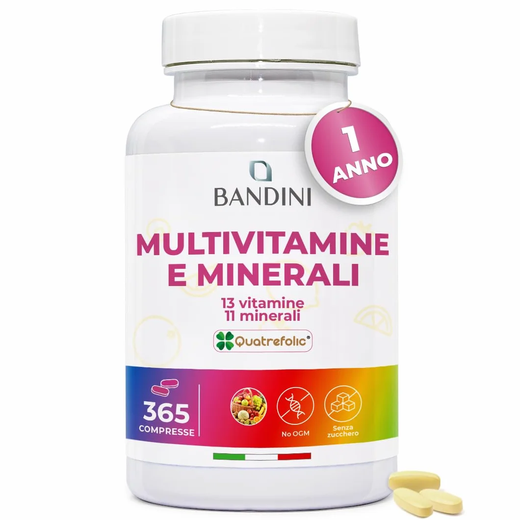 Bandini Multivitaminico Completo 365 compresse Integratore Multivitamin Complex 13 Vitamine 11 Minerali Uomo Donna Prodotto Italia