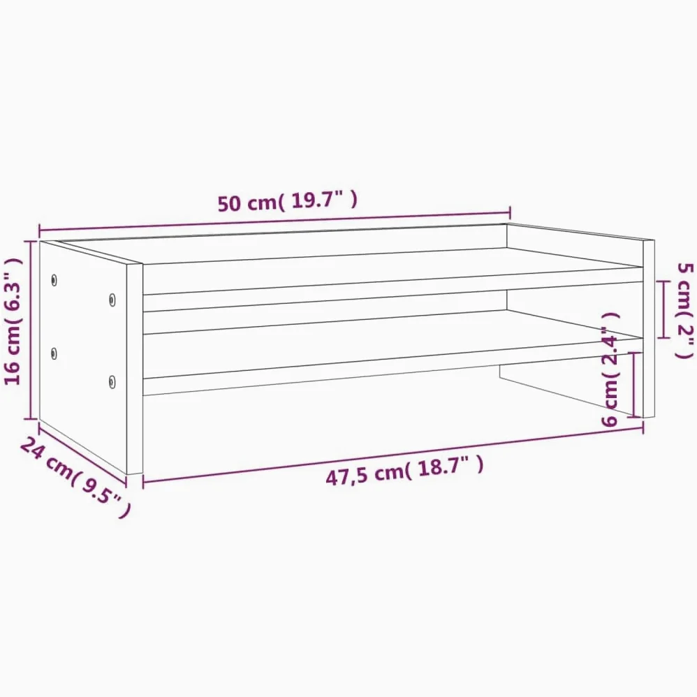 Supporto per monitor 50 x 24 x 16 cm in legno di pino solido 02_0004463