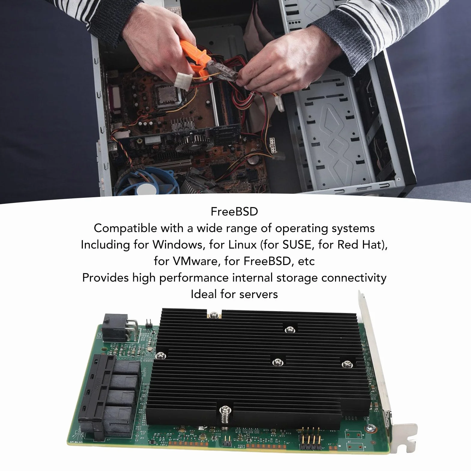 Wakects Scheda HBA LSI SAS 9300 16I, Controller SAS PCIe 3.0 a 16 Porte 12Gb/s con connettività di Archiviazione Ad Alte Prestazioni per VMware FreeBSD