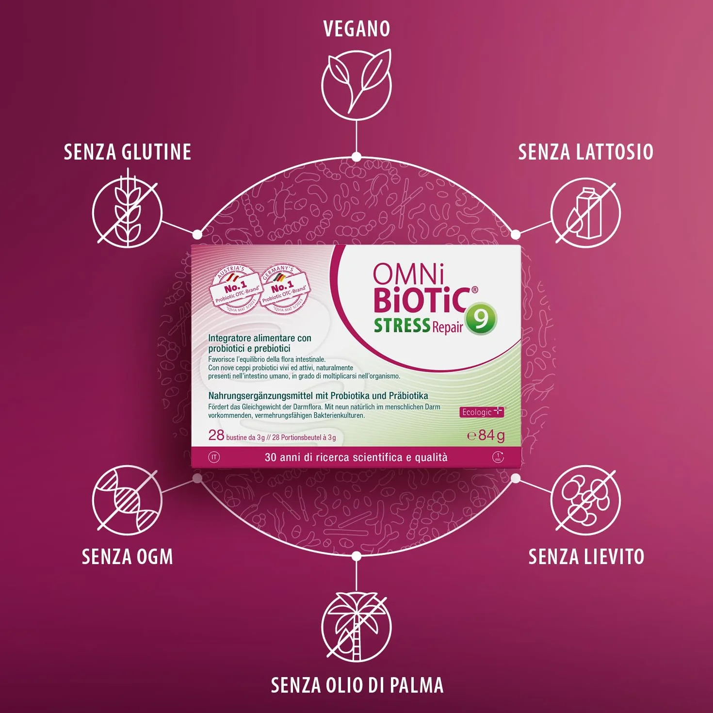 OMNi BiOTiC Stress Repair Proszek z Probiotykami i Prebiotykami 28 x 3g Wegański Bezglutenowy