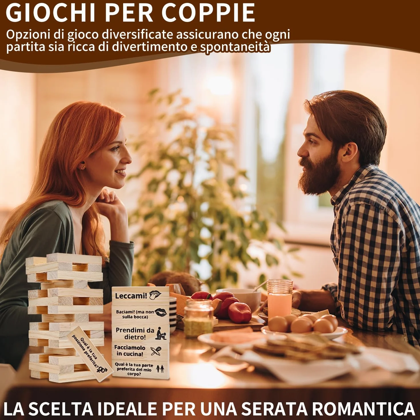 Ronronner 48 Pezzi Giochi Erotici Coppie, Torre Passione Gioco in Italiano, Posizioni Creative per Intimità