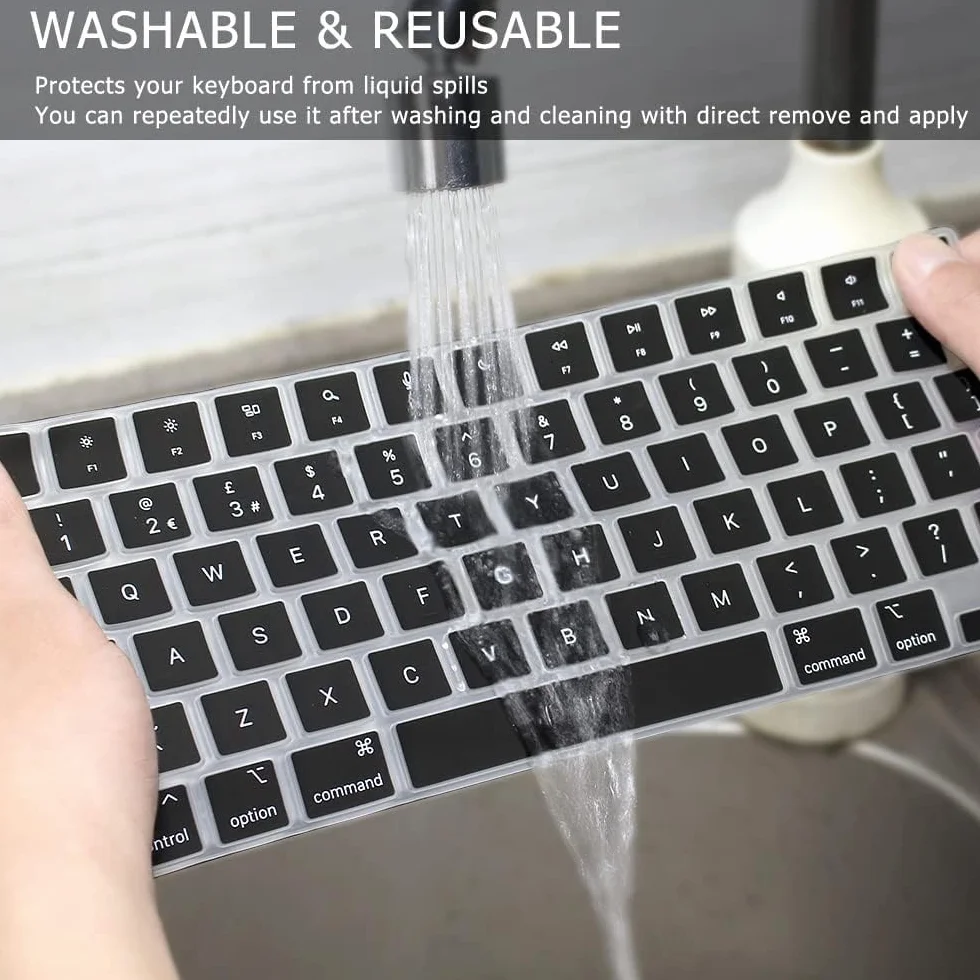 Custodia per tastiera in Silicone per MacBook Air 13,6/15 pollici M5-M2 Chip 2026-2022 Modelli A3449 A3241 A3240 UK/EU Layout laptop accessori di protezione per tastiera