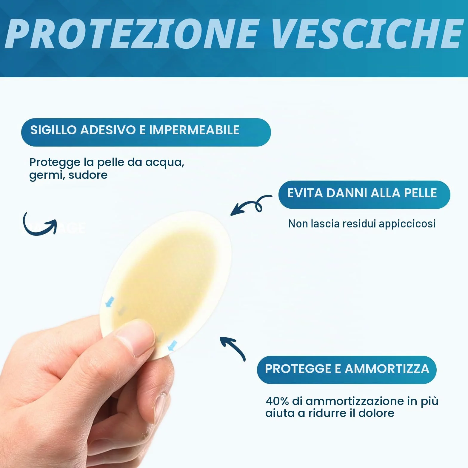 Kimihome Cuscinetti idrocolloidali per piedi 30 ct, gel per tallone e dita, prevenzione vesciche, resistenti all'acqua
