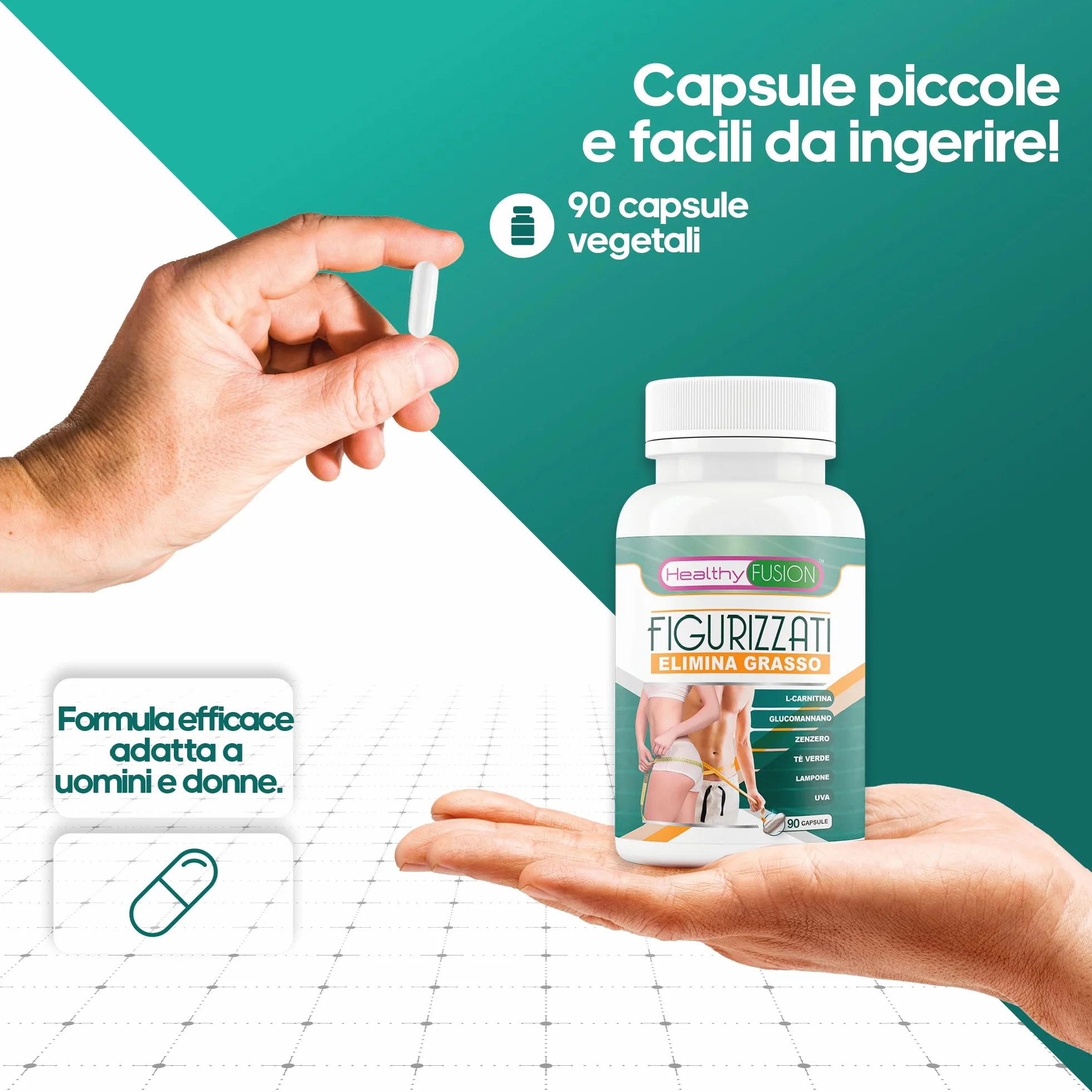 Dimagrante Potente Brucia Grassi L Carnitina Zenzero Tè Verde Glucomannano 90u