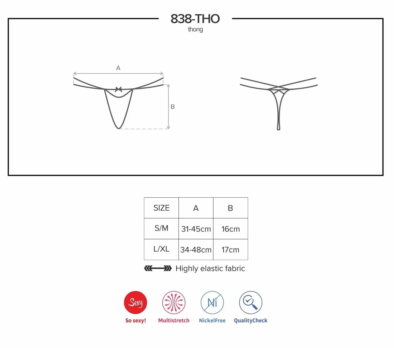 Obsessive 838-Tho-3 Perizoma Sexy Rosso L/XL