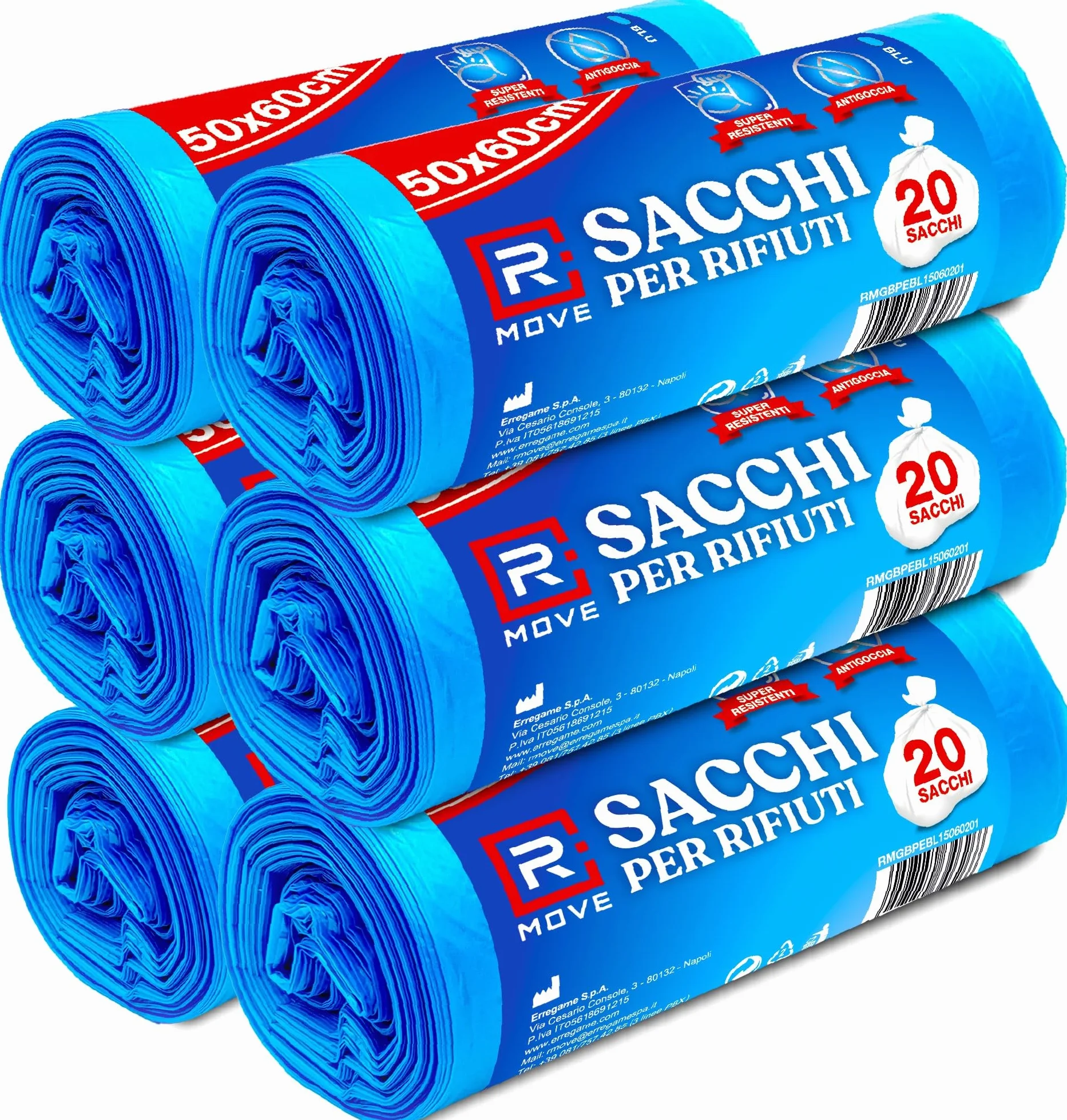 R MOVE 120 sacchetti spazzatura 50x60 cm 35 litri 6 rotoli