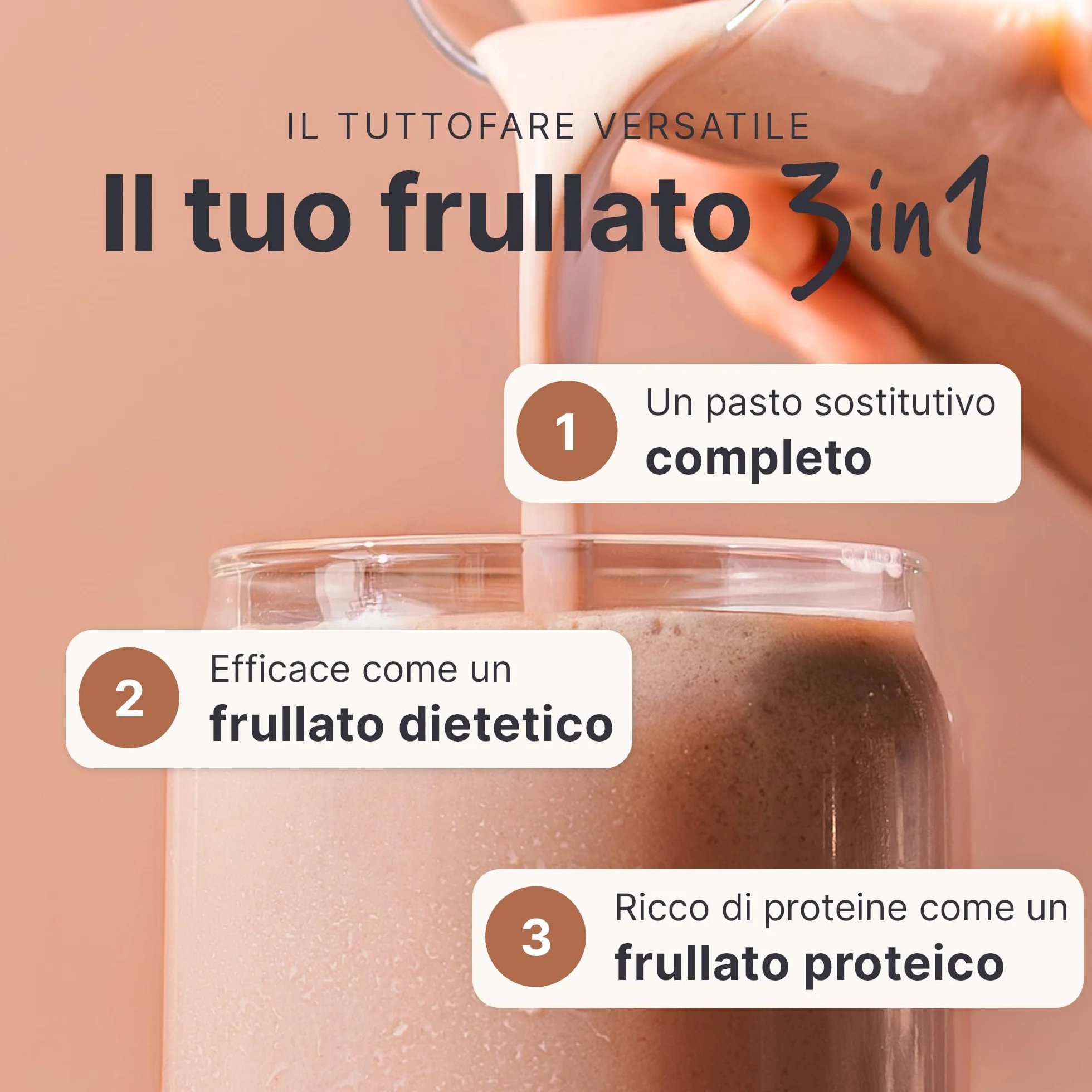SHEKO Frullato sostitutivo di base 21 porzioni Alto contenuto proteico Gusto naturale Cioccolato 378 g