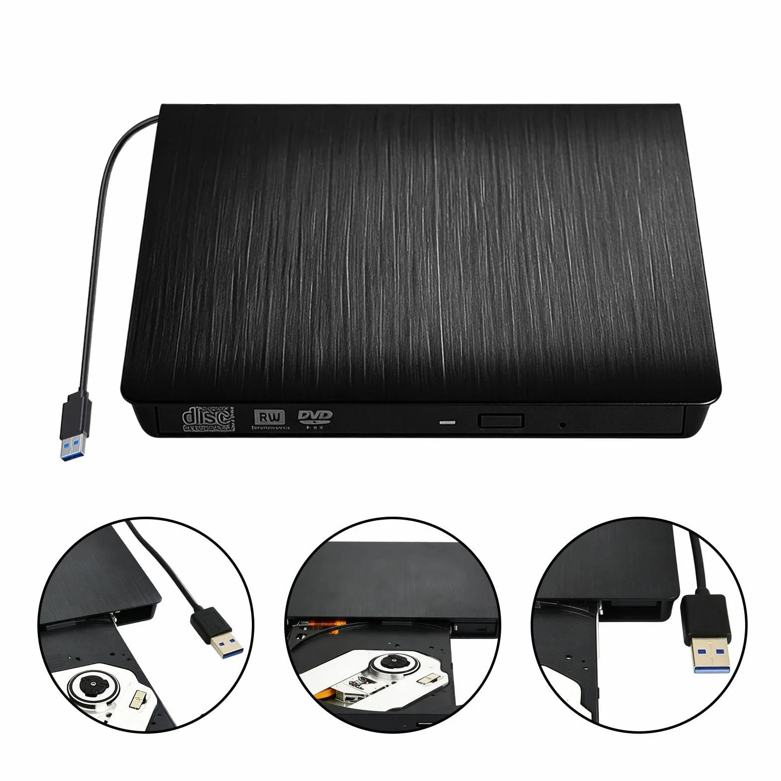 Unità disco esterna per computer portatile, sottile, USB 3.0, lettore di dischi USB 3.0, per casa, interni, ufficio, esterni, viaggi, PC desktop