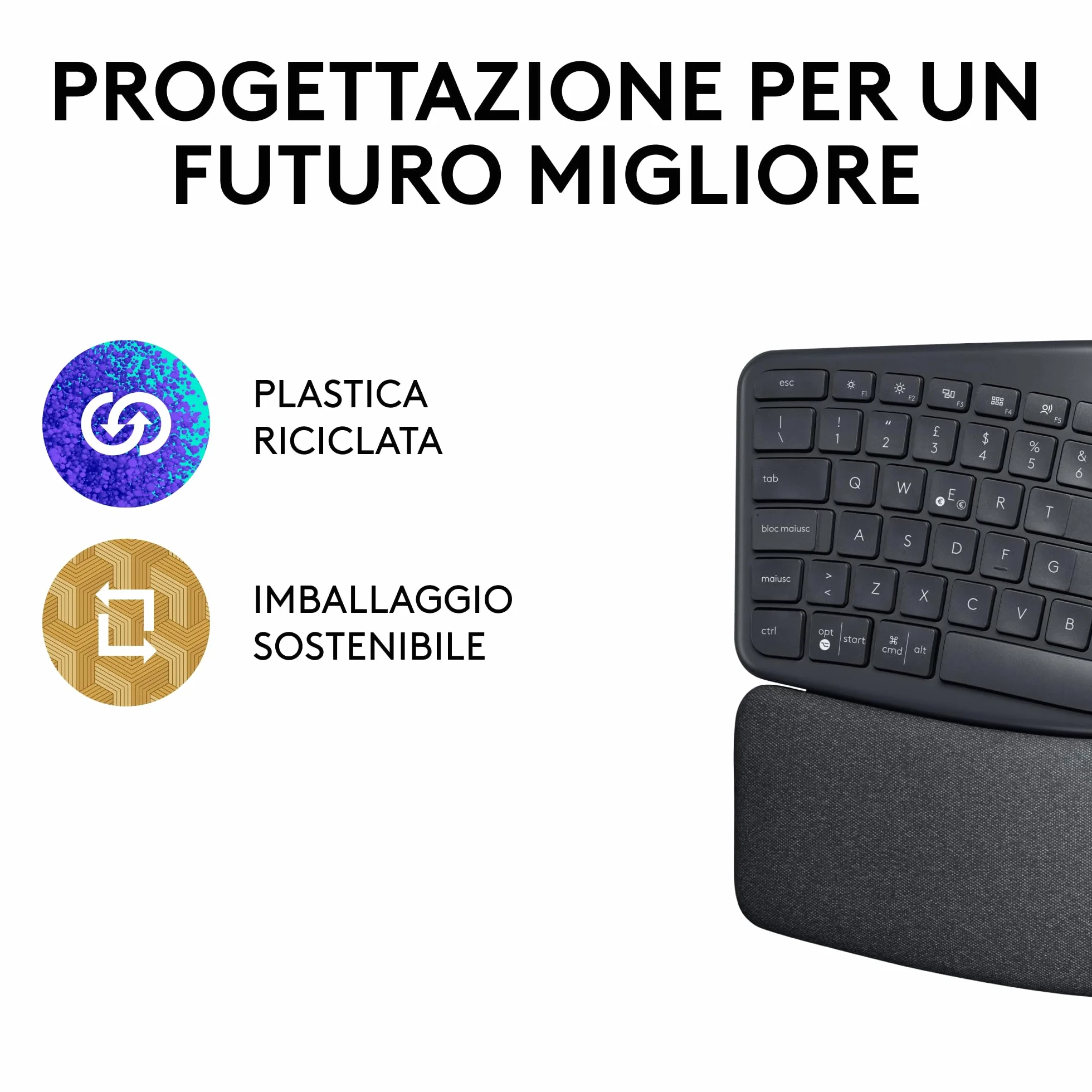 Logitech ERGO K860 Wireless Split Keyboard Ergonomic Italian Layout QWERTY Grey