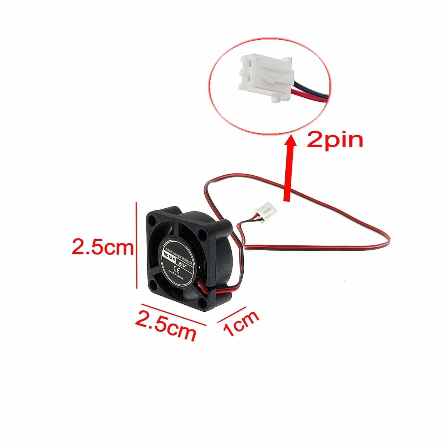 JZK 5 mini ventole da 25 mm, 2 poli, 5 V, con cavi, 2510, 25 x 10 mm, cuscinetto idraulico in miniatura DC, senza spazzole per schede di sviluppo, schede grafiche e progetti fai da te