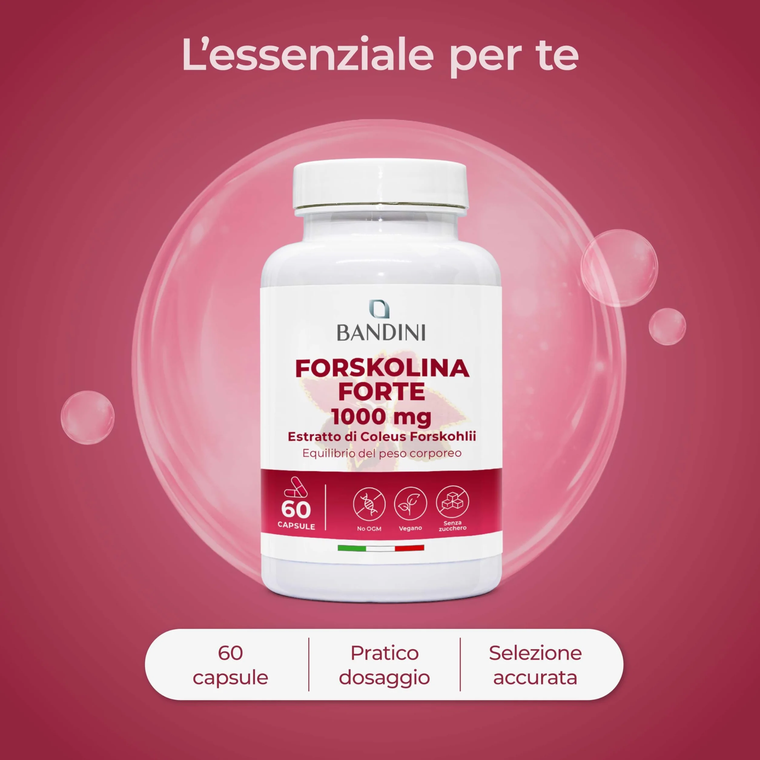 Forskolina Forte 1000mg 35:1 Coleus Forskohlii Estratto Vegan 60 Capsule Digestivo
