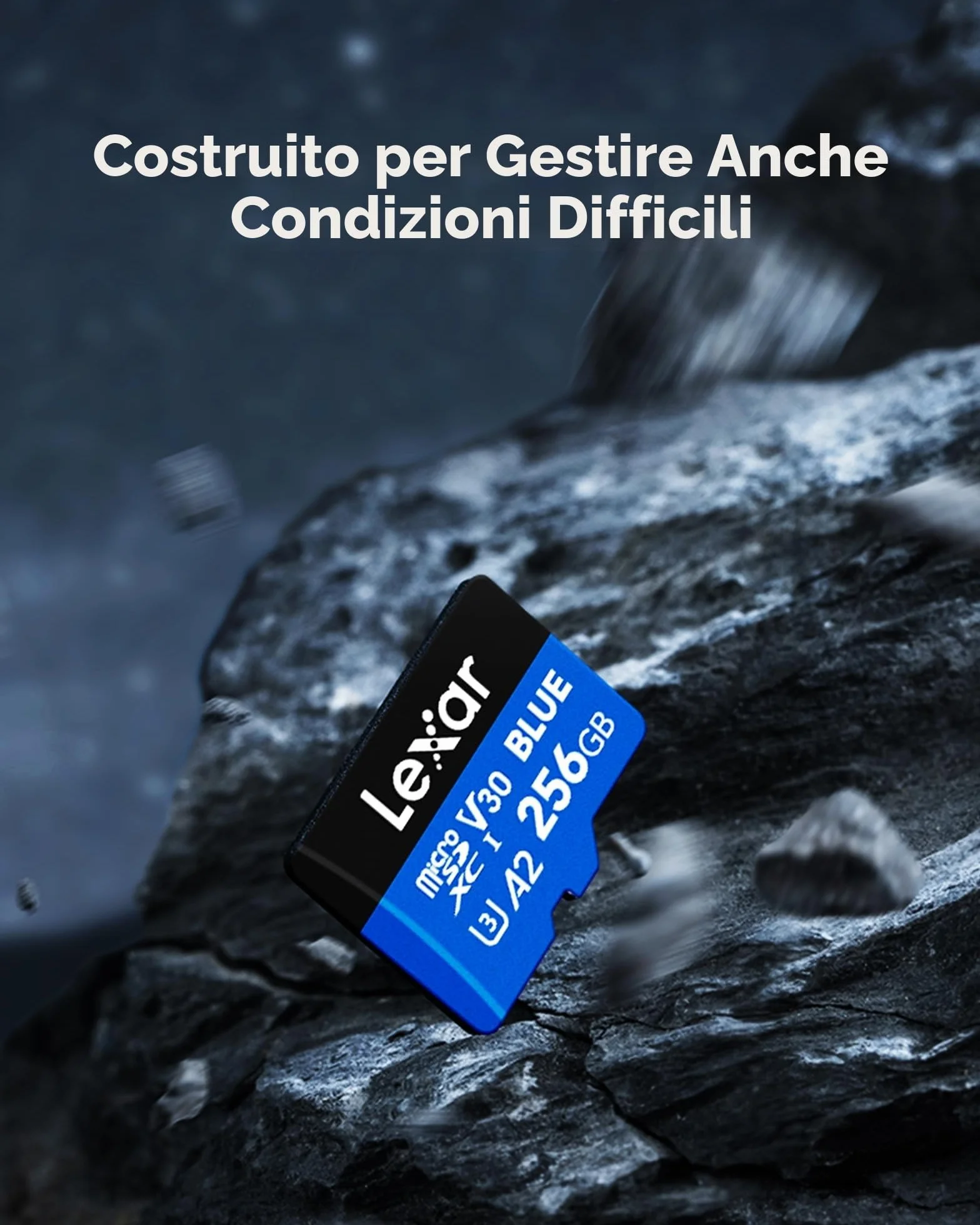 Lexar Blue Scheda Micro SD 256GB, MicroSDXC UHS-I C10 U3 V30 A2, 160 MB/s Lettura, 4K Video