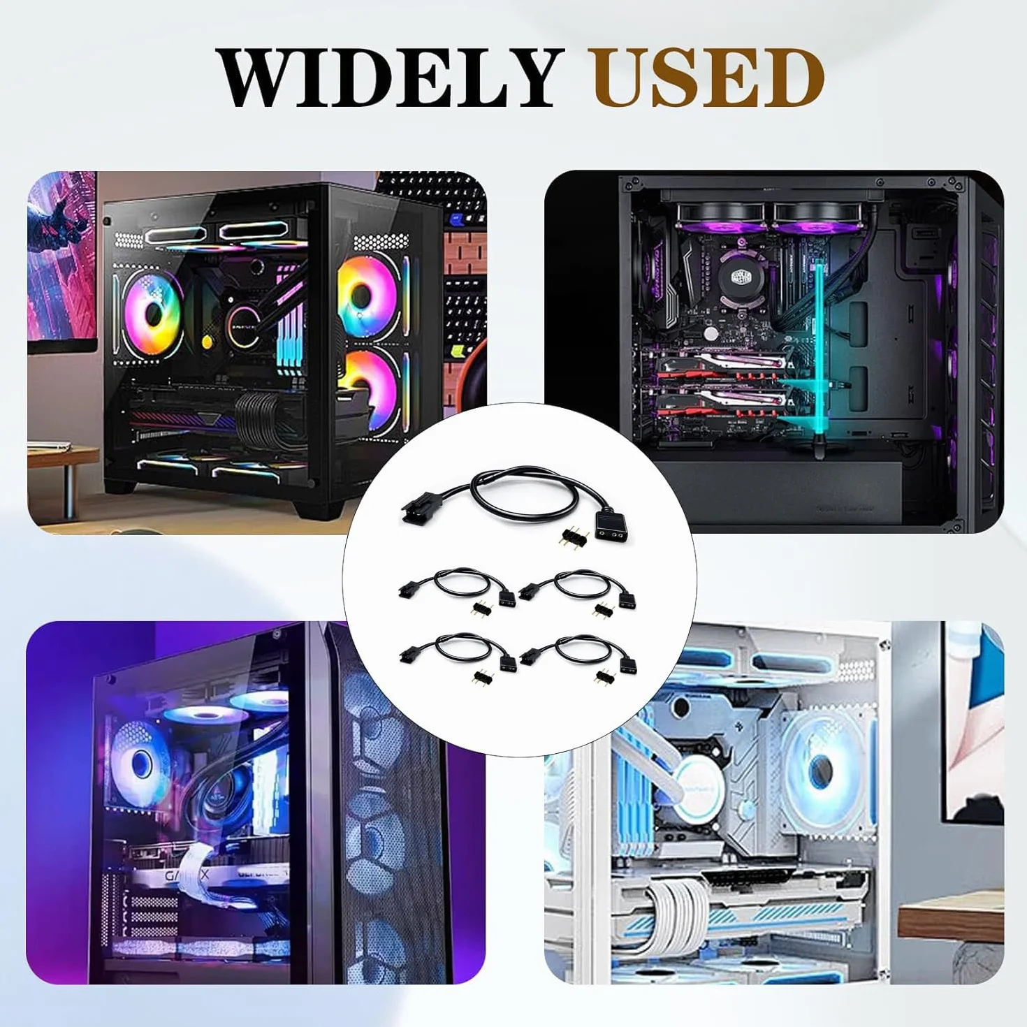 RUNCCI-YUN 5 pezzi 1 a 1 Cavo splitter ARGB di Estensione 5V 3 Pin Femmina a JST SM 3 Pin Maschio,ARGB Prolunga Ventola Cavo per ventole RGB, strisce LED(nero)