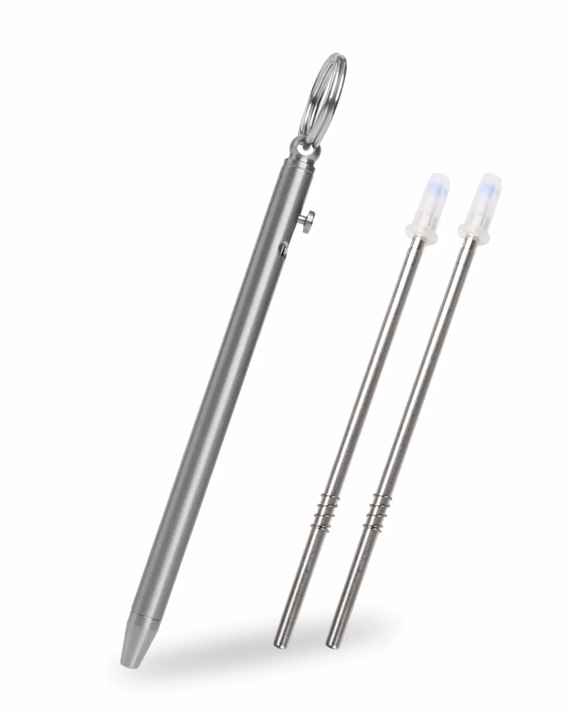 Mini penna a sfera in titanio EDC TKP1, retrattile con foro portachiavi, Bolt Action
