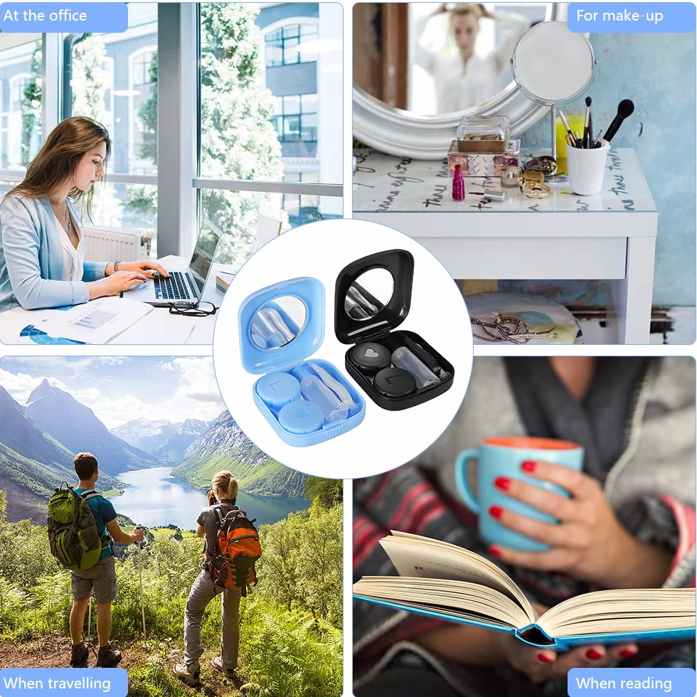 JIASI&JIESY 2 pezzi Custodie Porta Lenti a Contatto da Viaggio, Contenitore Portalenti Mini Caso