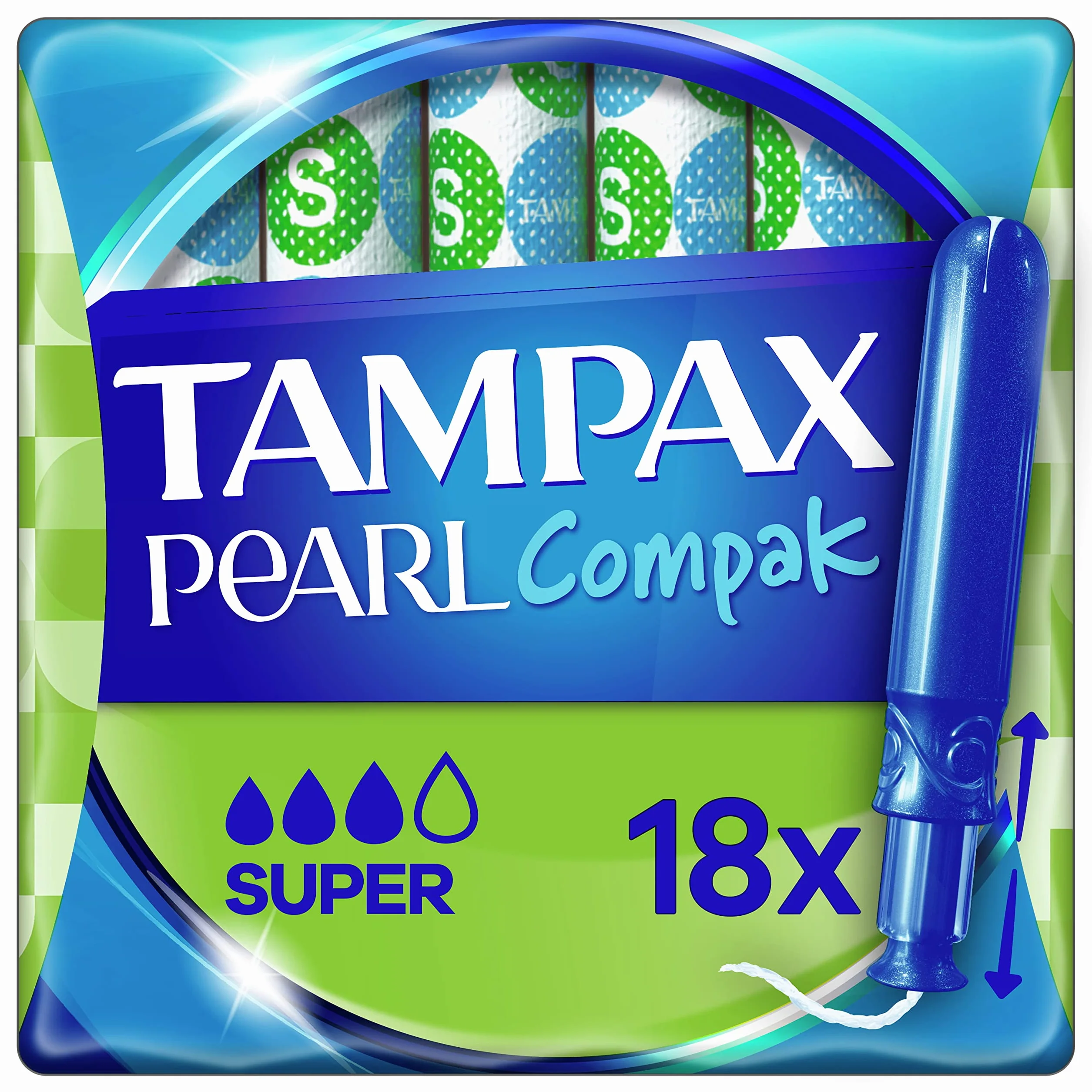 Tampax Pearl Compak Con Inserto Manica Super Tamponi 18 Pezzi