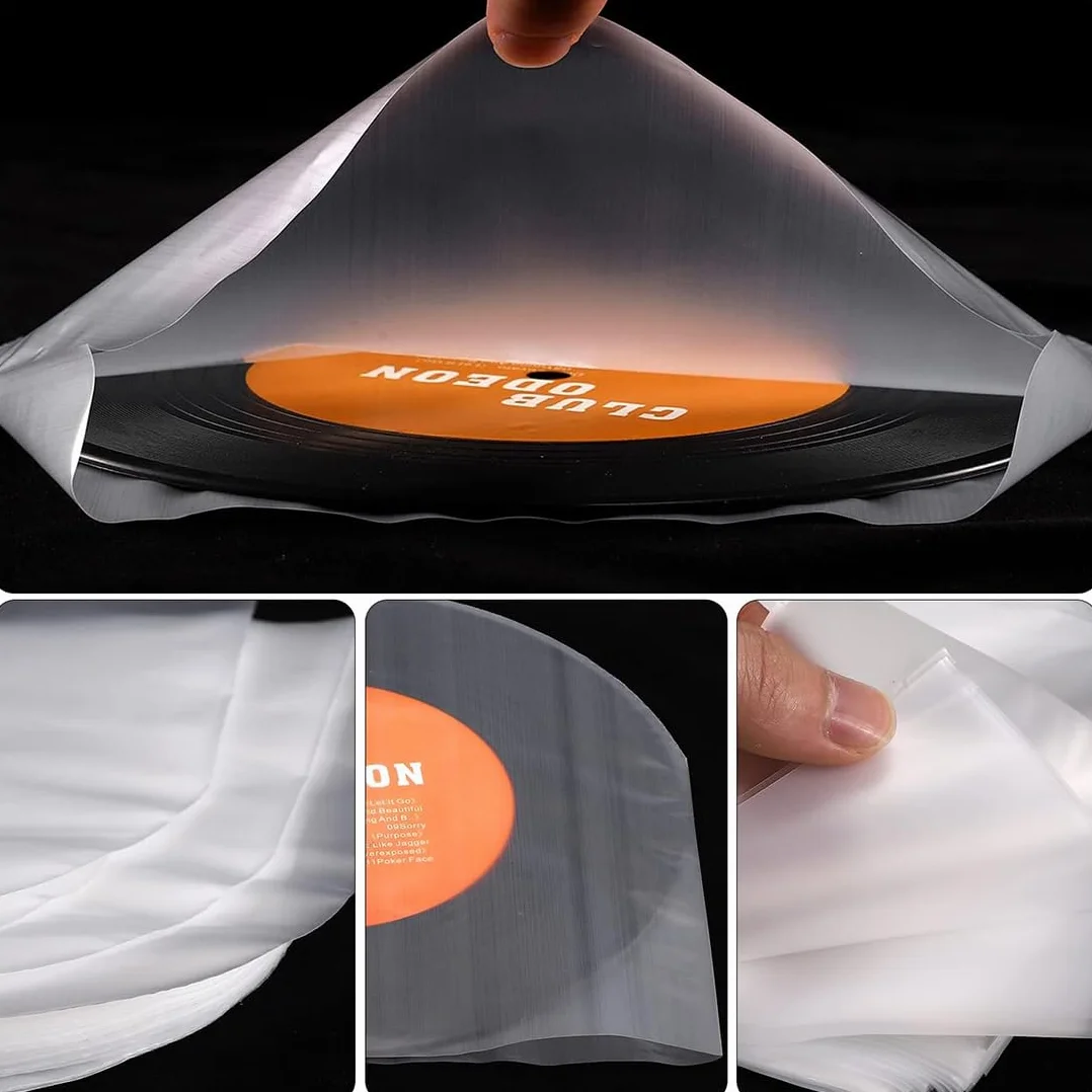 100 Pezzi Buste Vinili 33 Giri, Protezione Antistatica per Dischi Vinile, Vinyl Sleeves Trasparenti, Custodie Plastiche per Vinili da 12 Pollici