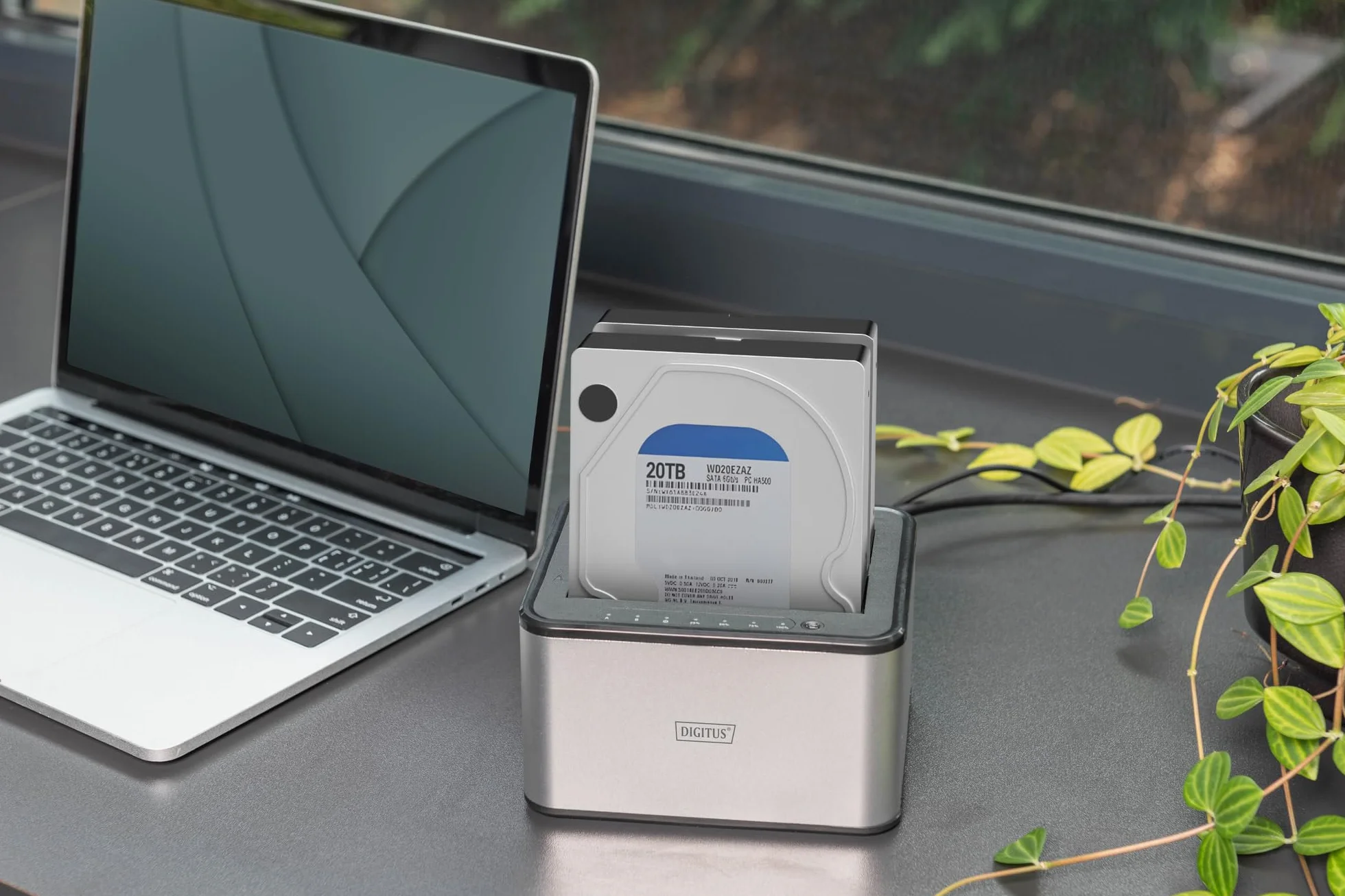DIGITUS DA-71540-2 Docking Station SATA HDD Duale USB 3.0 per SSD e Hard Disk 2,5"/3,5" SATA 3 Funzione di Clonazione Grigio