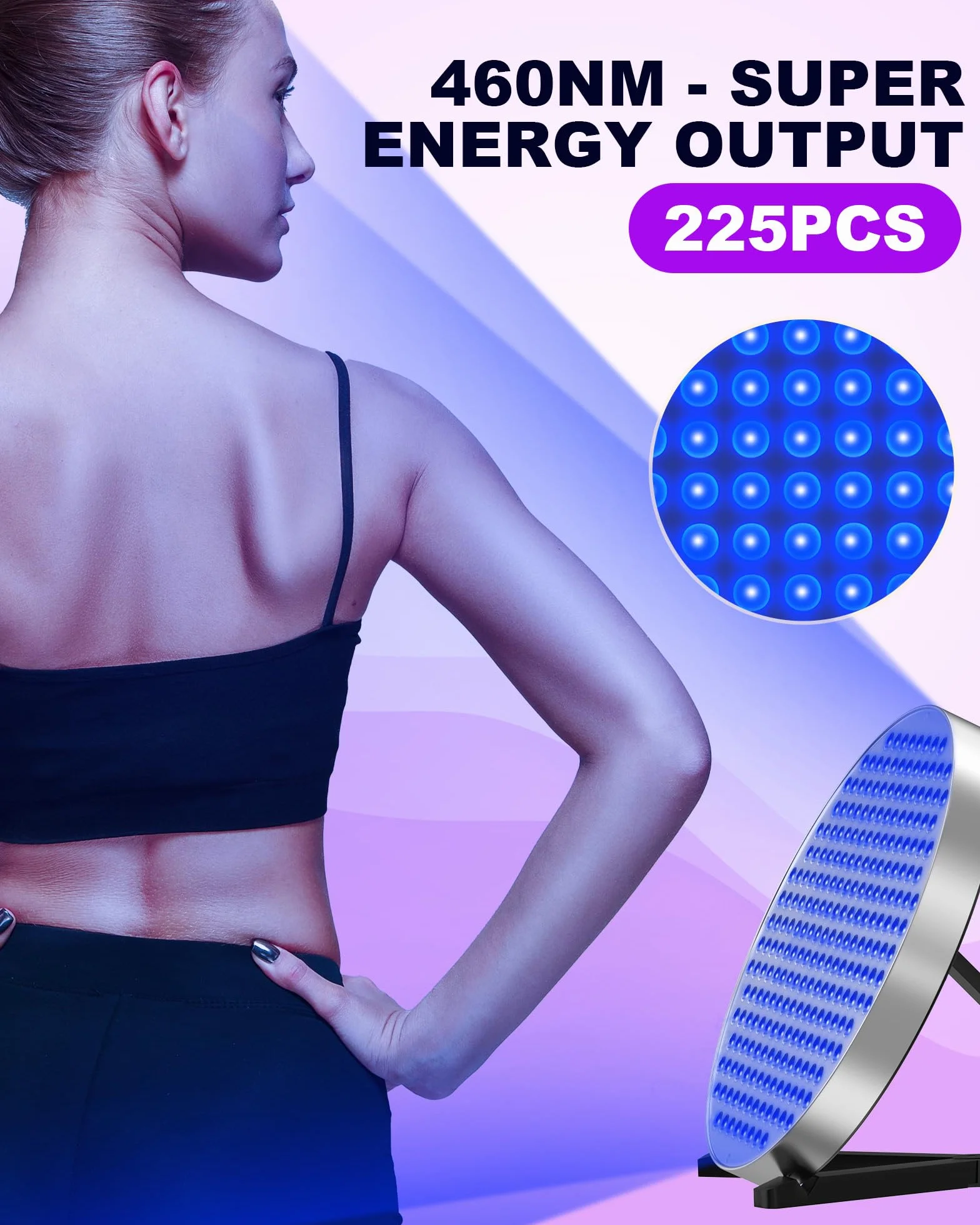 Solarium da 50 W 250 pezzi 460 NM con supporto pieghevole regolabile e ganci sospesi per corpo e viso