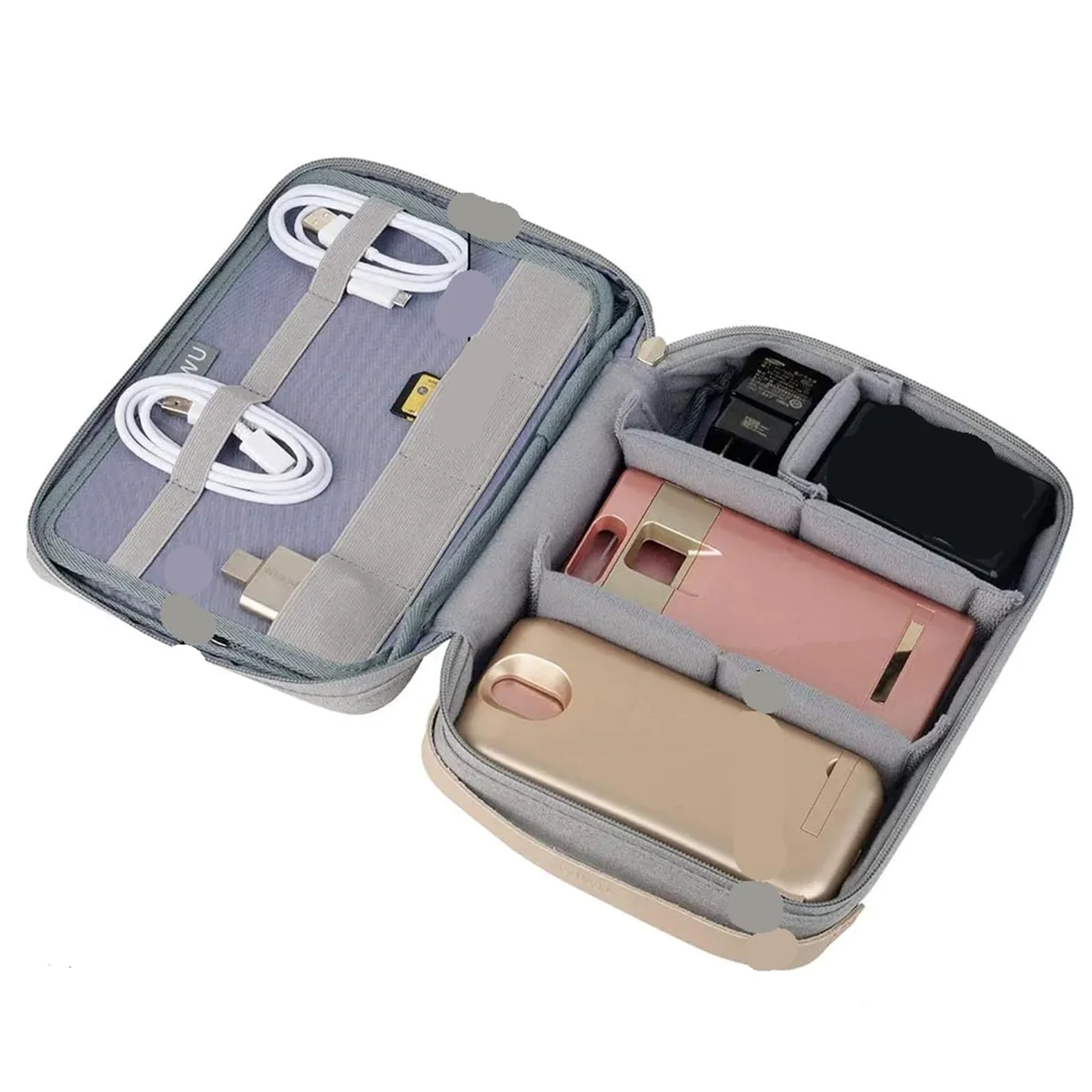 Organizer Cavi da Viaggio Custodia da Viaggio Custodia for Accessori elettronici digitali Custodia Impermeabile for batterie Custodia for Organizer for Cavi USB Organizer Caricabatterie(Gray)