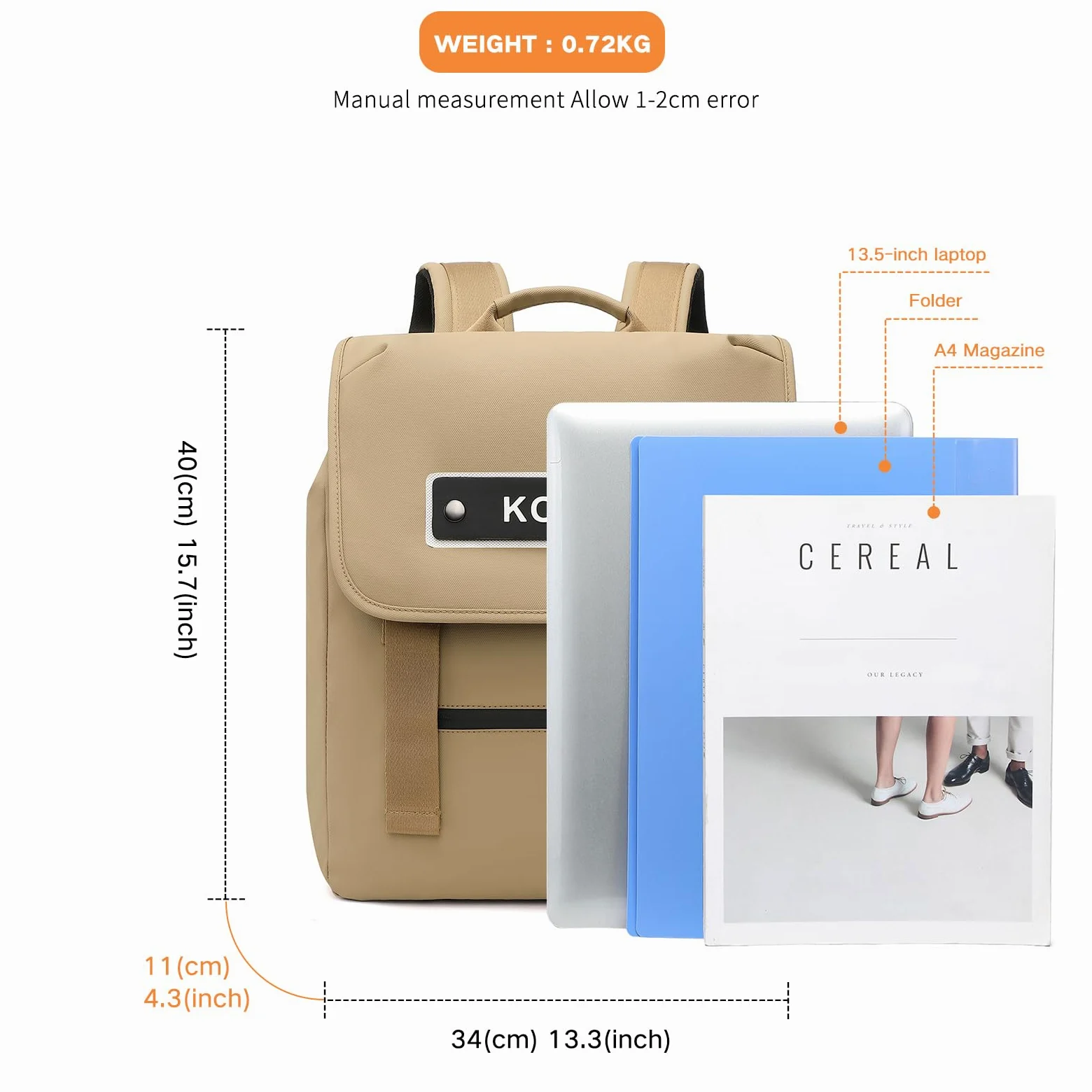 KONO Eq2327 Zaino casual per computer portatile Unisex - Adulto (Pacco da 1)