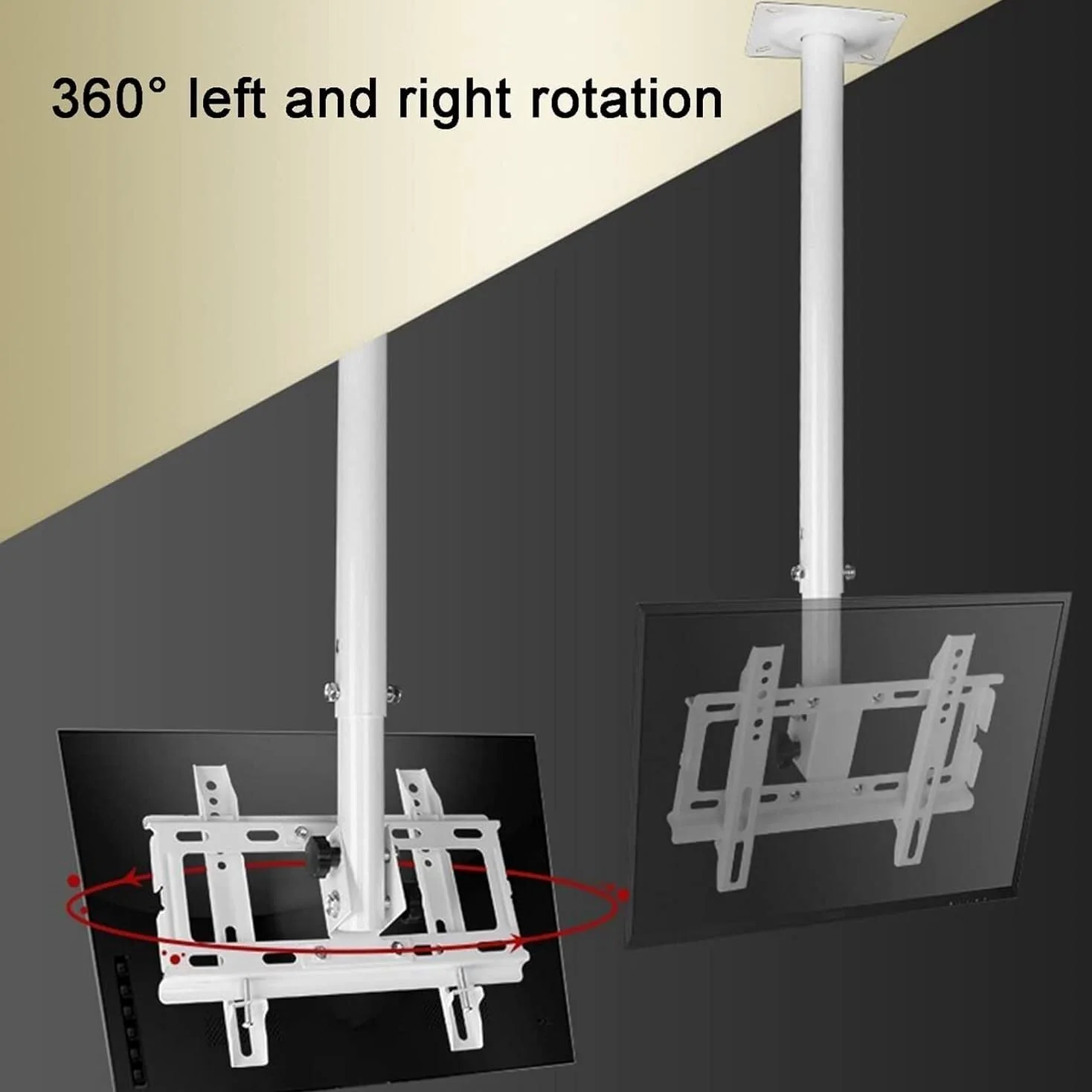Supporto TV A Soffitto Inclinabile E Girevole per Monitor, Supporto TV Completamente Orientabile per TV da 32 A 55 Pollici, Supporto TV Telescopico Regolabile in Altezza