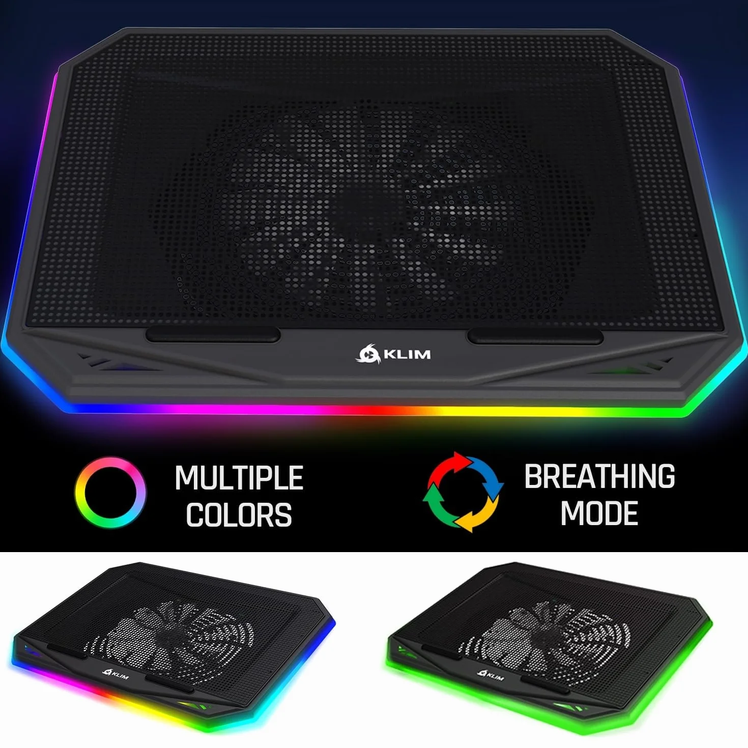 KLIM K21 Base Raffreddamento PC portatile RGB 11-17" Ventola Gaming USB Silenziosa Compatibile Mac PS4