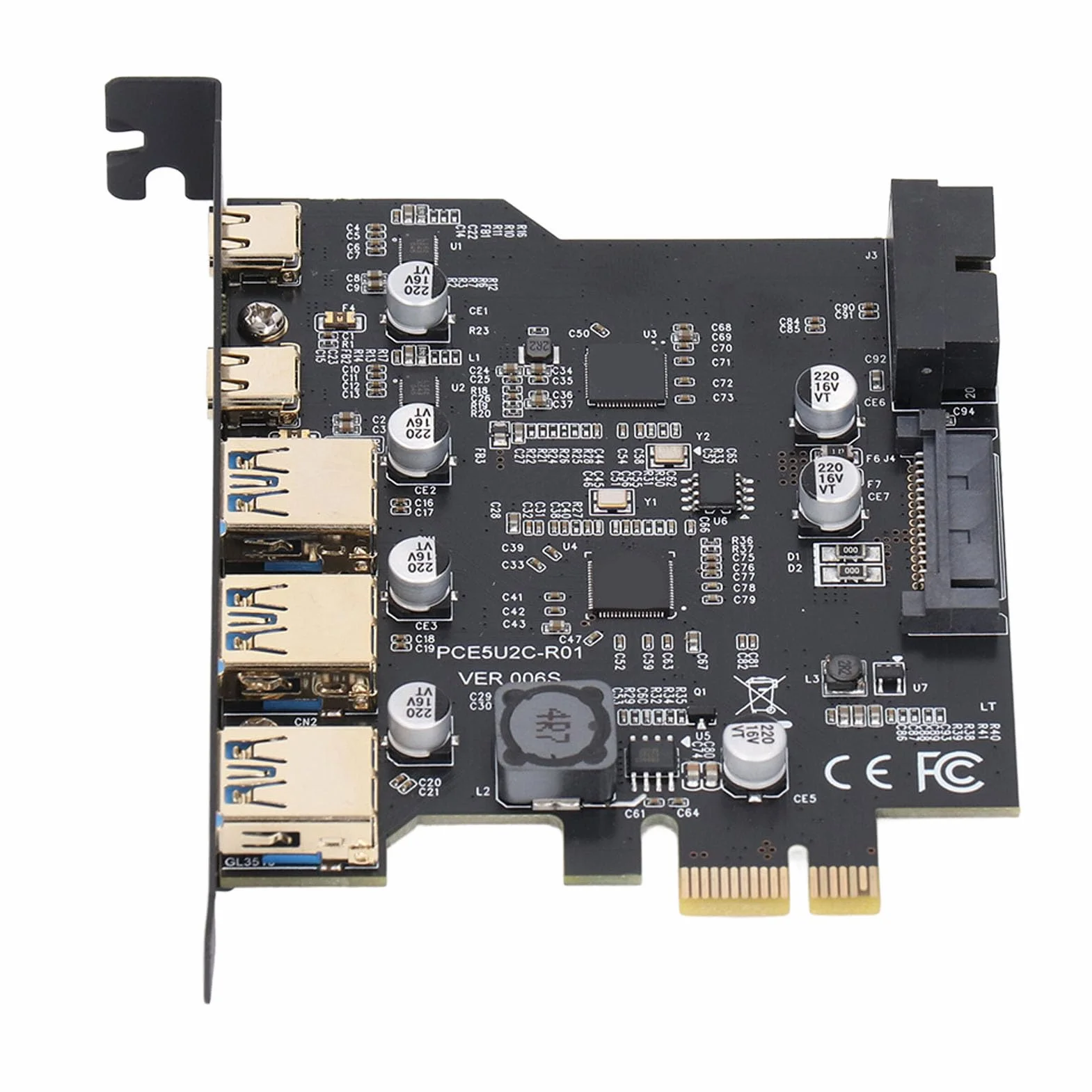Scheda PCIe a USB 3.2 Gen 1 con Larghezza di Banda di 5 Gbps, 3 Porte USB Type-A e 2 Porte USB Type-C, Scheda di Espansione PCIe per PC Desktop