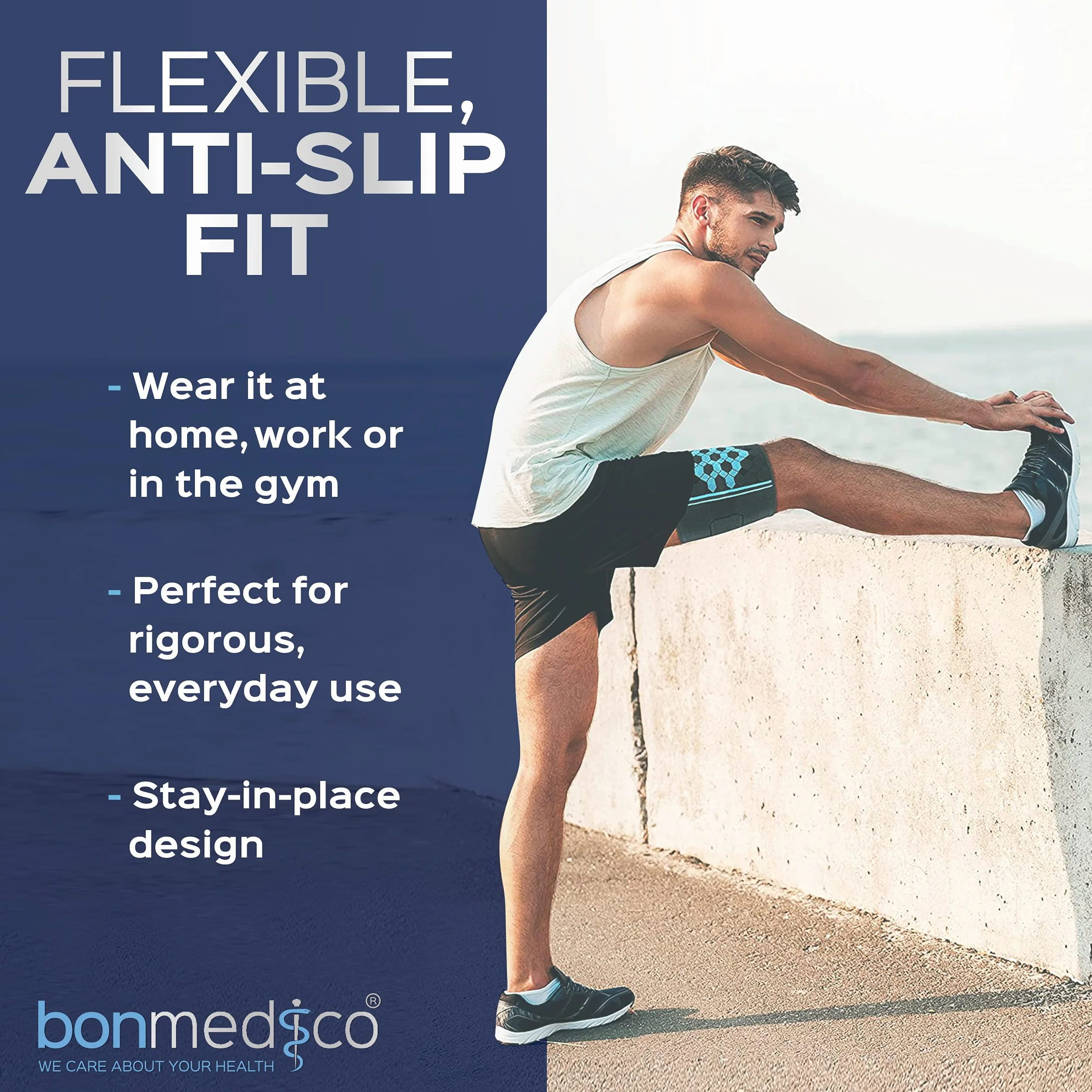 Bonmedico Fascia Contenitiva Quadricipite – Benda Elastica per Cosciera Sportiva – Supporto Gambe Allenamento Corsa Palestra