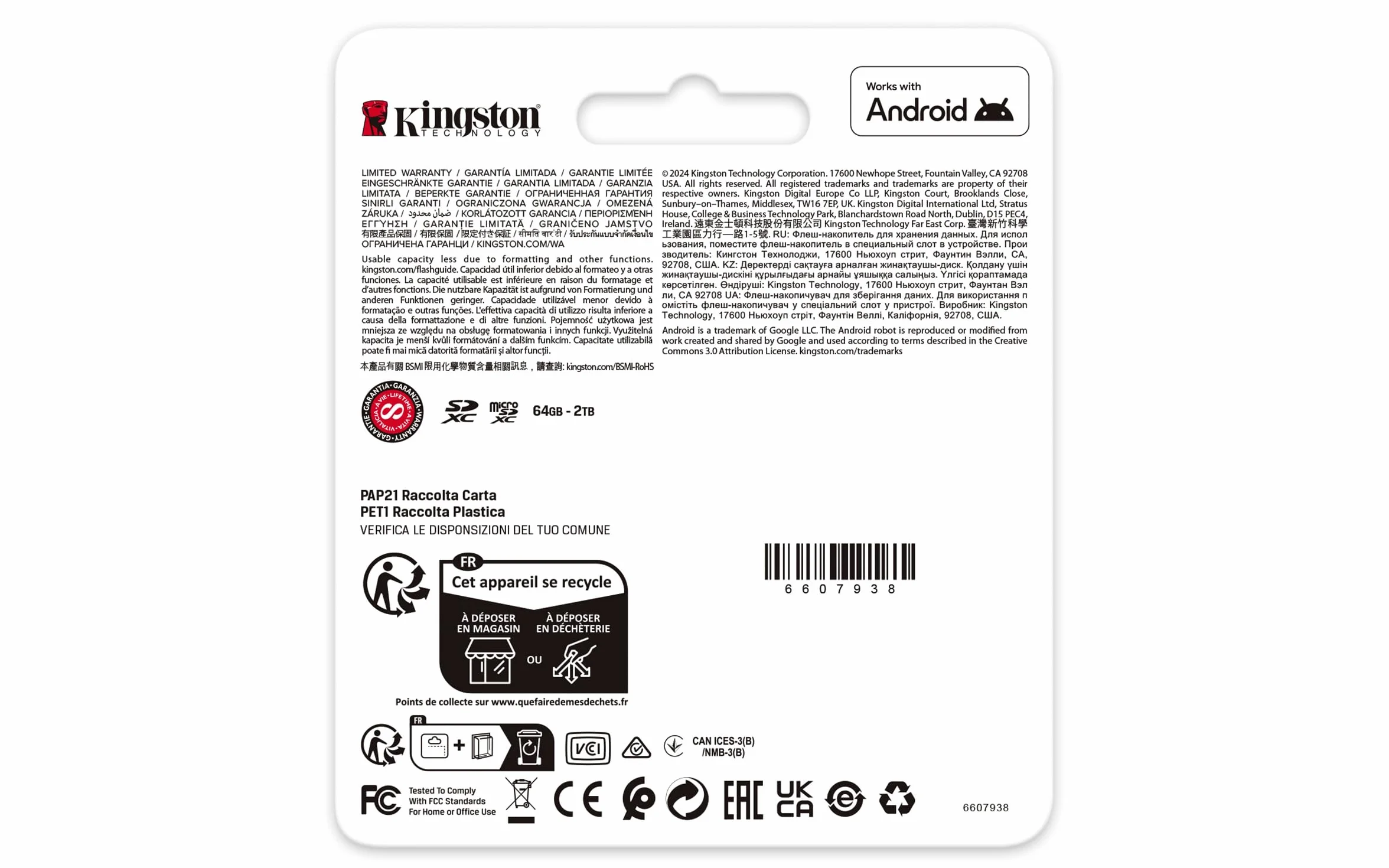 Kingston Canvas Go Plus microSDXC Scheda Di Memoria Gen4 200MB/s A2 U3 V30 128GB Confezione Singola Senza Adattatore-SDCG4/128GBSP