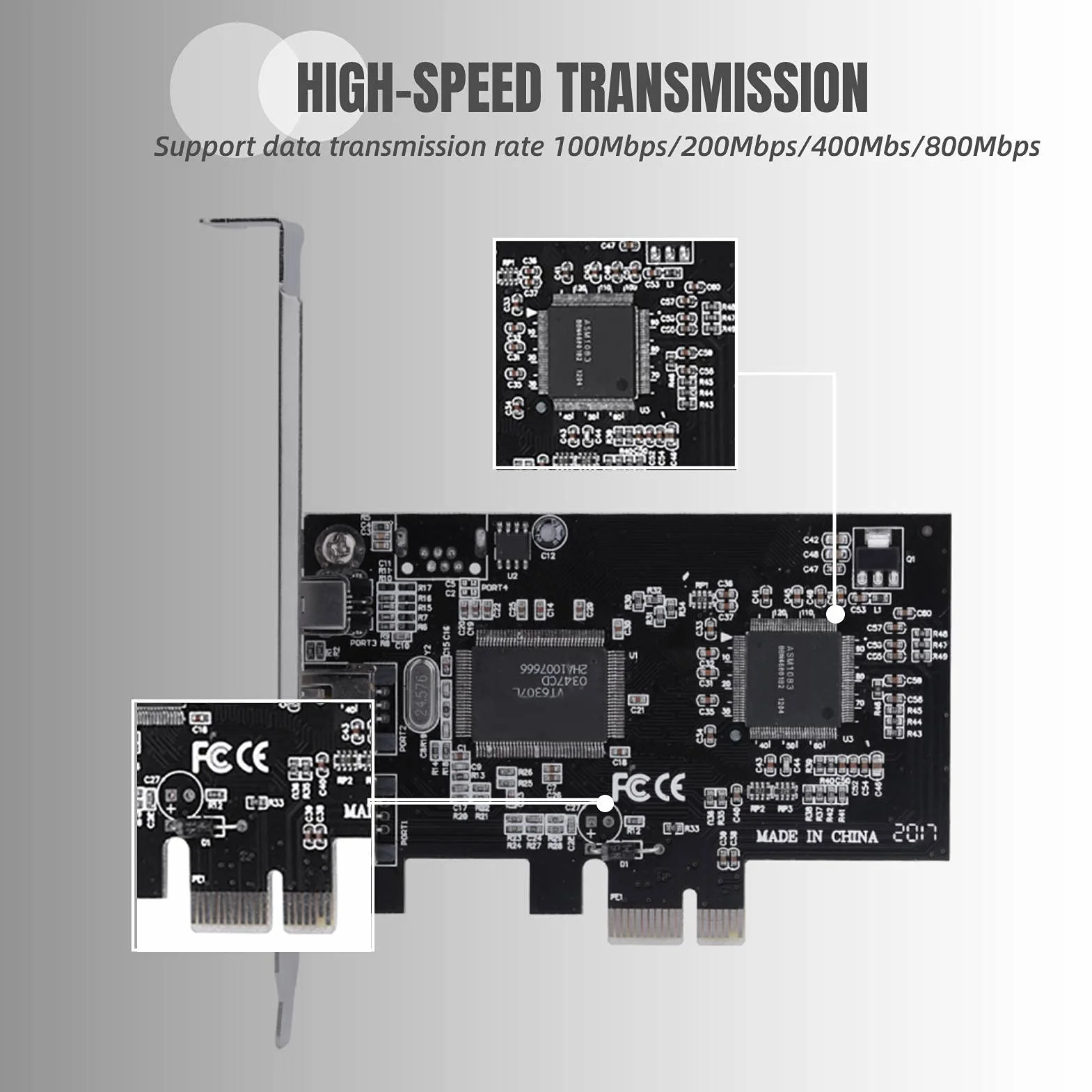 Scheda controller Firewire PCI Express PCI-E PCI Express Firewire 1394a IEEE 1394 con cavo Firewire, schede porta Firewire, scheda Firewire 1394